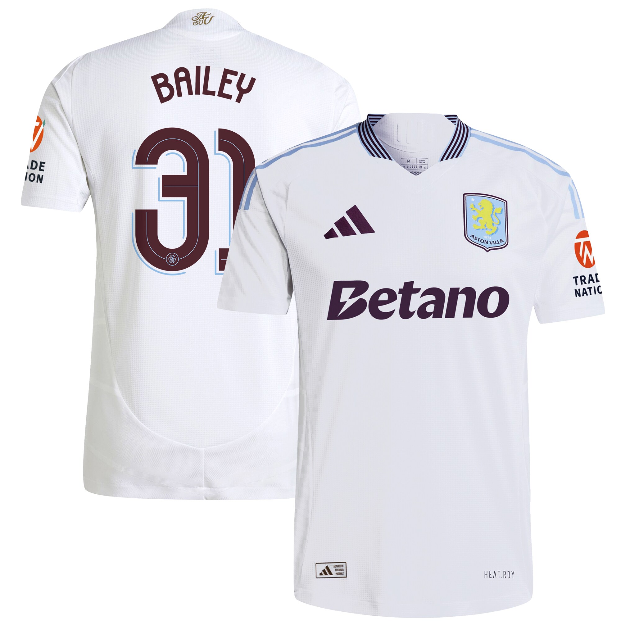 aston villa adidas away authentic shirt 2024-25 with bailey 31 cup printing Collection - Official Aston Villa Kits