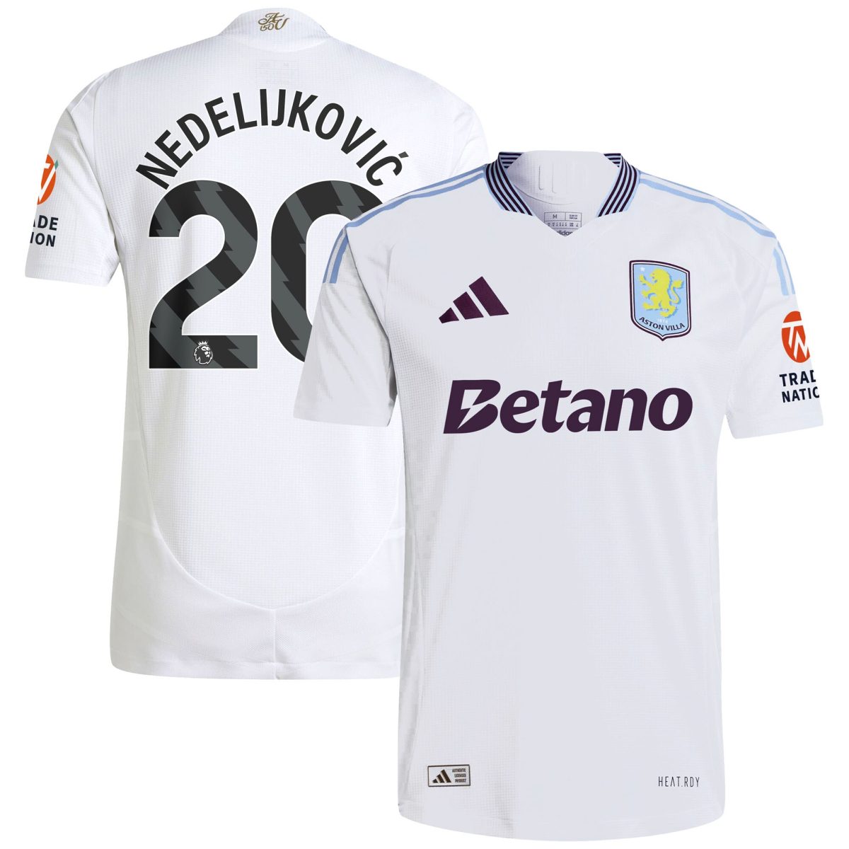 aston villa adidas away authentic shirt 2024-25 with nedeljković 20 printing Collection - Official Aston Villa Kits