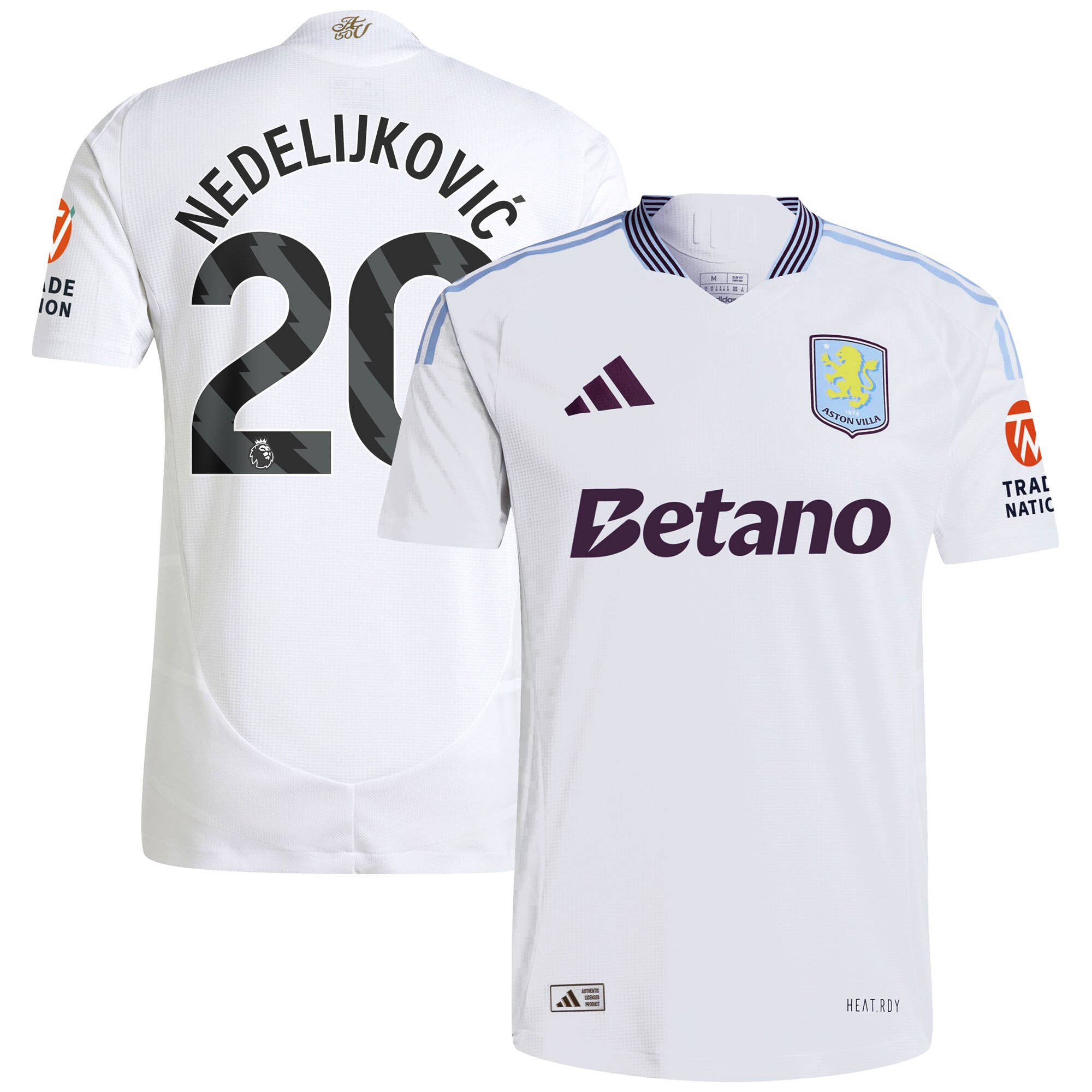 aston villa adidas away authentic shirt 2024-25 with nedeljković 20 printing Collection - Official Aston Villa Kits
