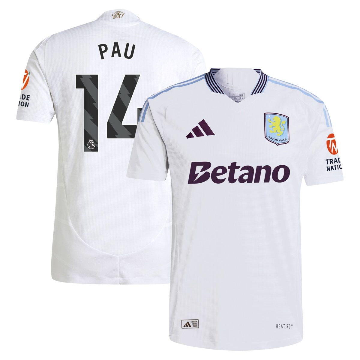 aston villa adidas away authentic shirt 2024-25 with pau 14 printing Collection - Official Aston Villa Kits