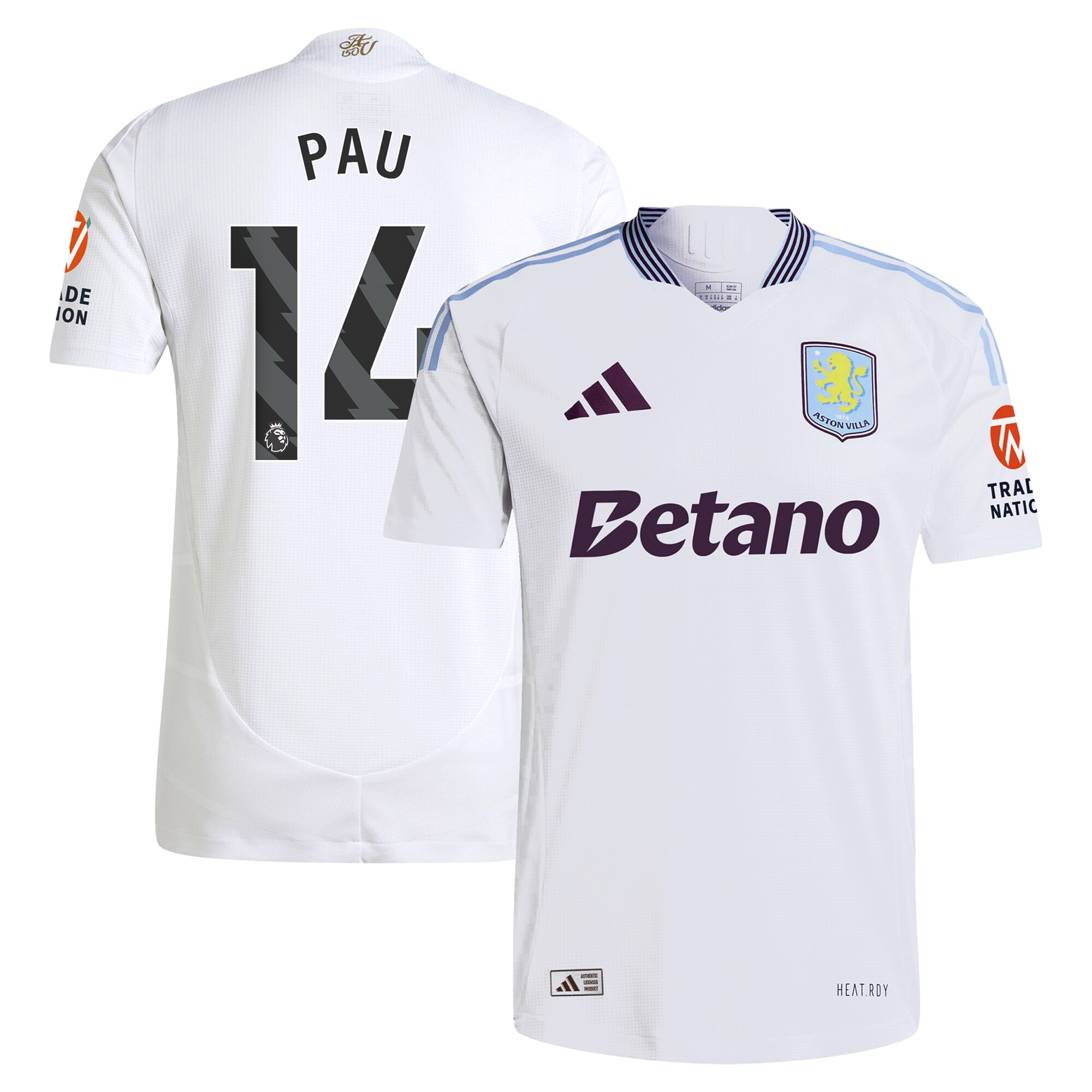 aston villa adidas away authentic shirt 2024-25 with pau 14 printing Collection - Official Aston Villa Kits