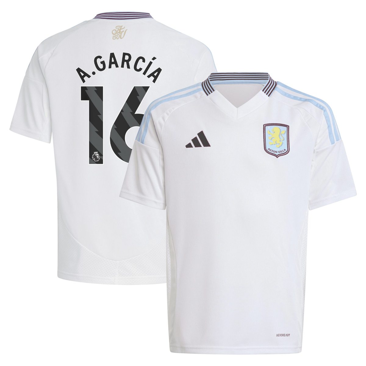 aston villa adidas away shirt 2024-25 – kids with a.garcía 16 printing Collection - Official Aston Villa Kits