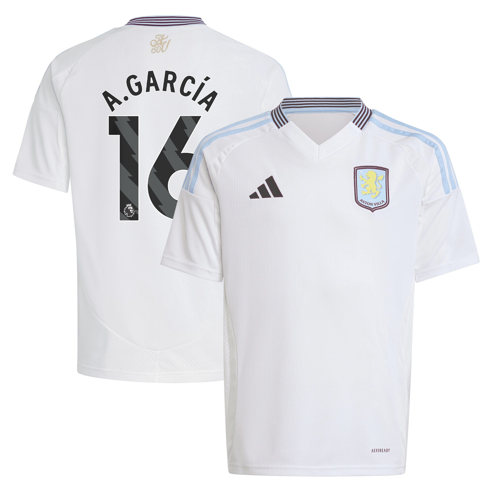 aston villa adidas away shirt 2024-25 – kids with a.garcía 16 printing Collection - Official Aston Villa Kits