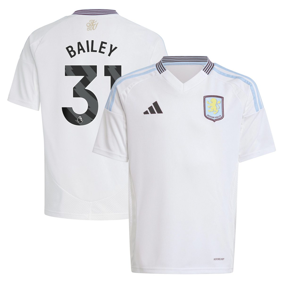 aston villa adidas away shirt 2024-25 – kids with bailey 31 printing Collection - Official Aston Villa Kits