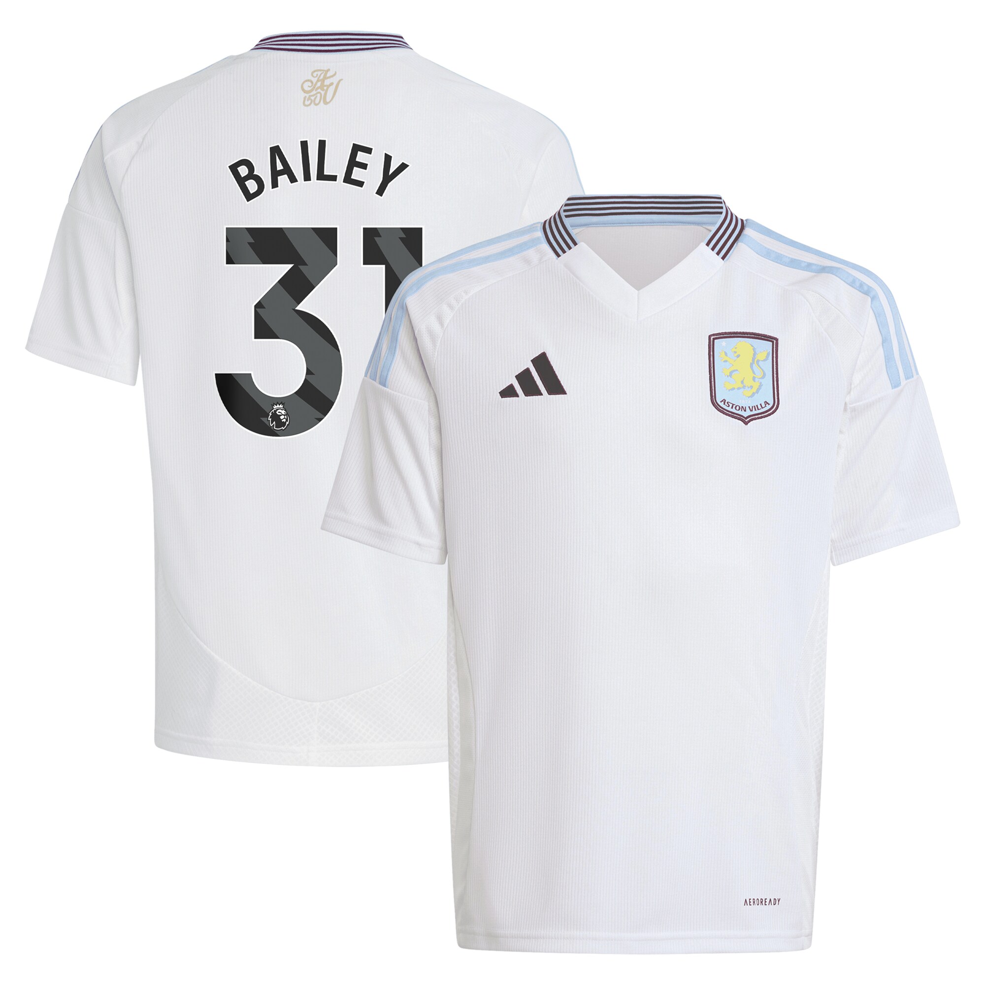 aston villa adidas away shirt 2024-25 – kids with bailey 31 printing Collection - Official Aston Villa Kits
