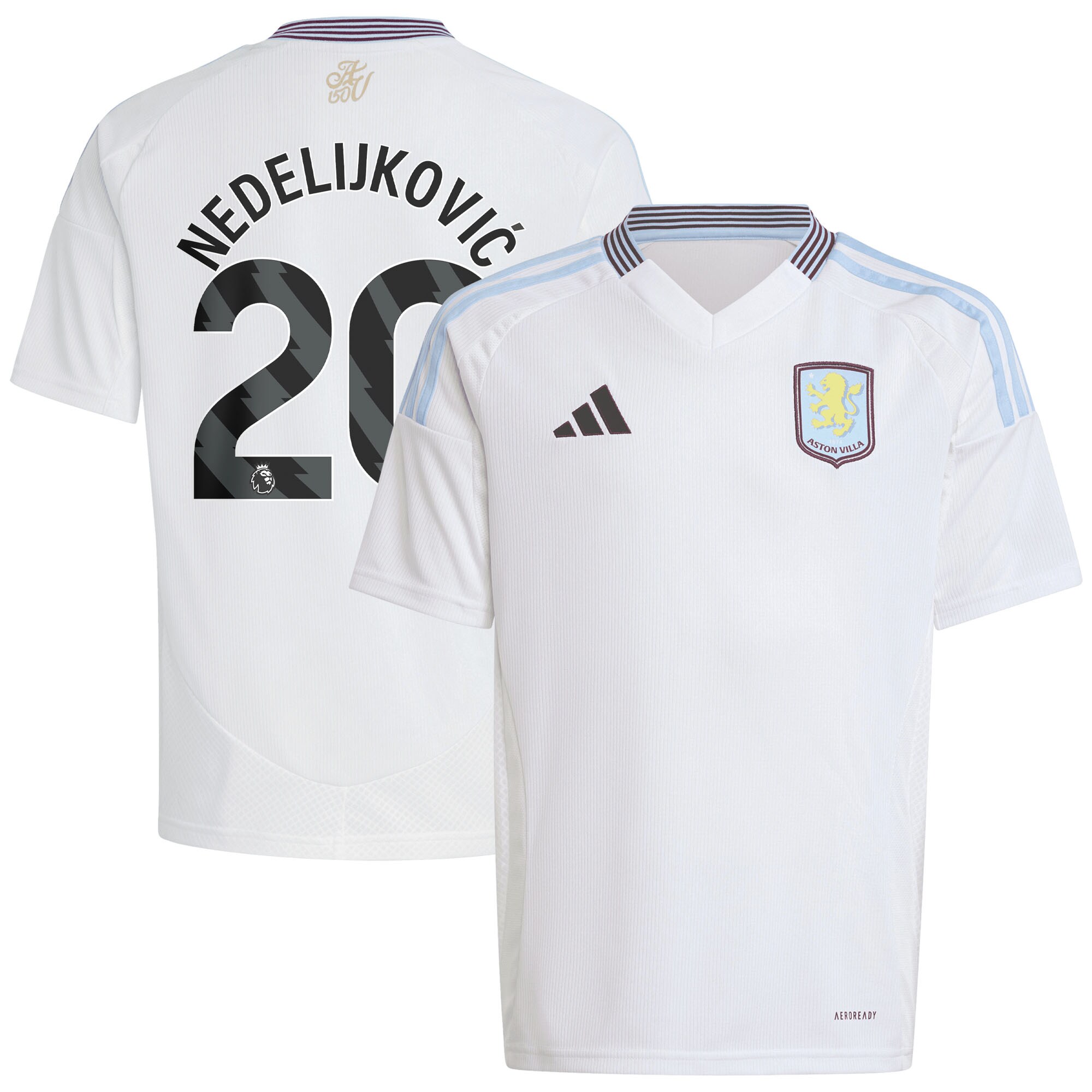 aston villa adidas away shirt 2024-25 – kids with nedeljković 20 printing Collection - Official Aston Villa Kits