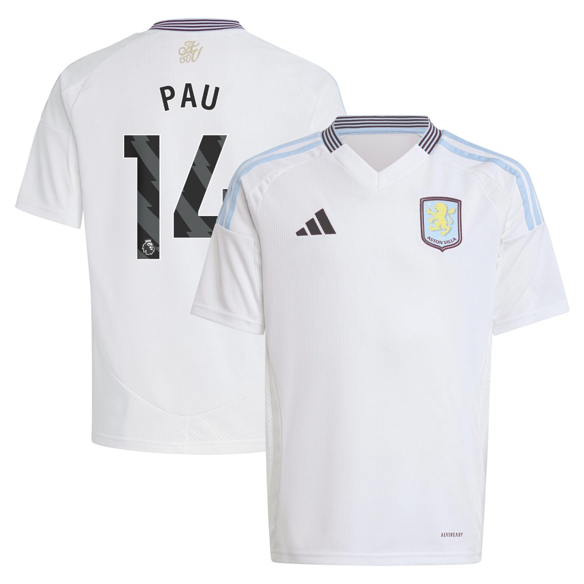 aston villa adidas away shirt 2024-25 – kids with pau 14 printing Collection - Official Aston Villa Kits