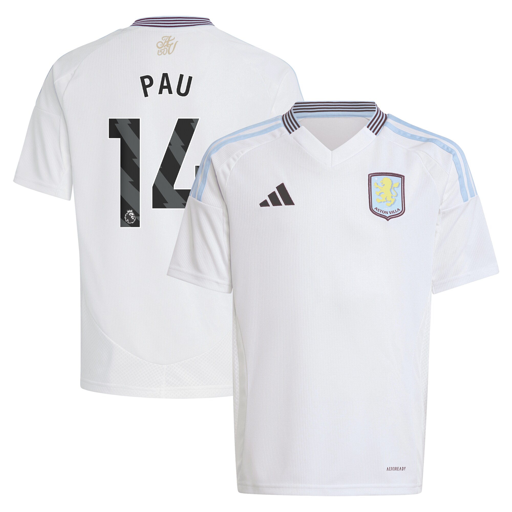 aston villa adidas away shirt 2024-25 – kids with pau 14 printing Collection - Official Aston Villa Kits