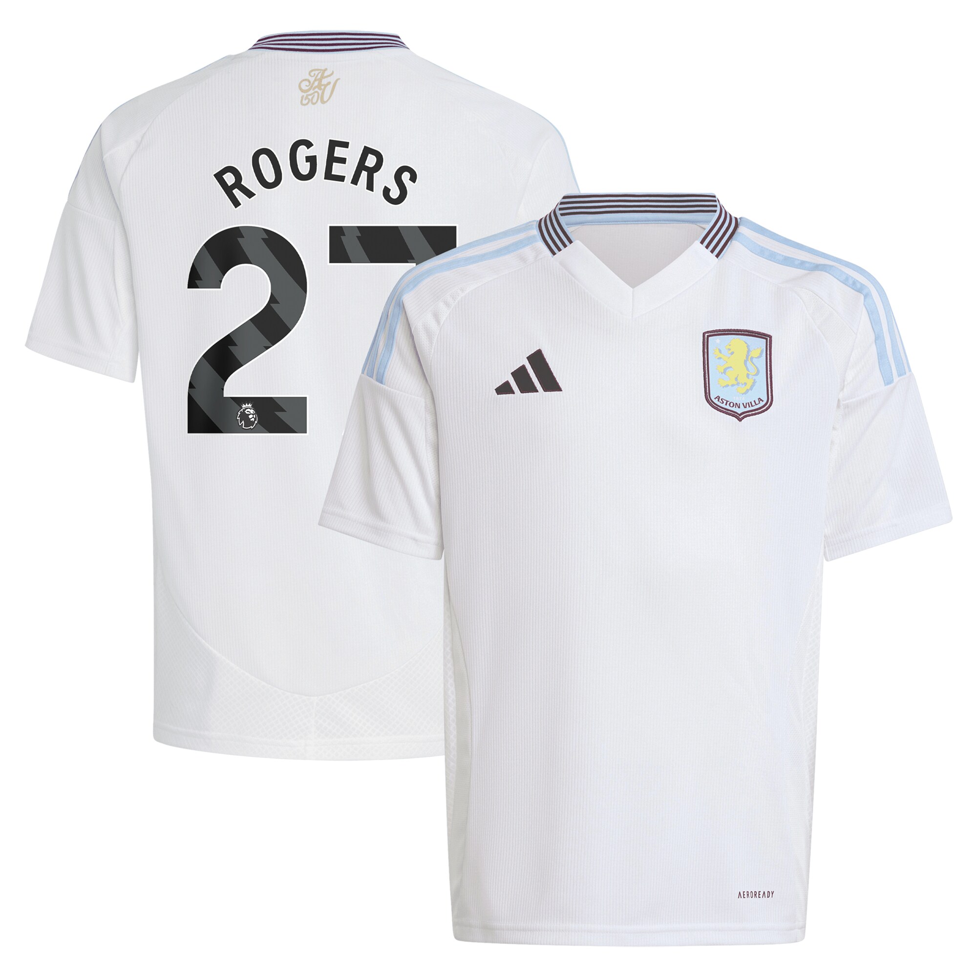 aston villa adidas away shirt 2024-25 – kids with rogers 27 printing Collection - Official Aston Villa Kits