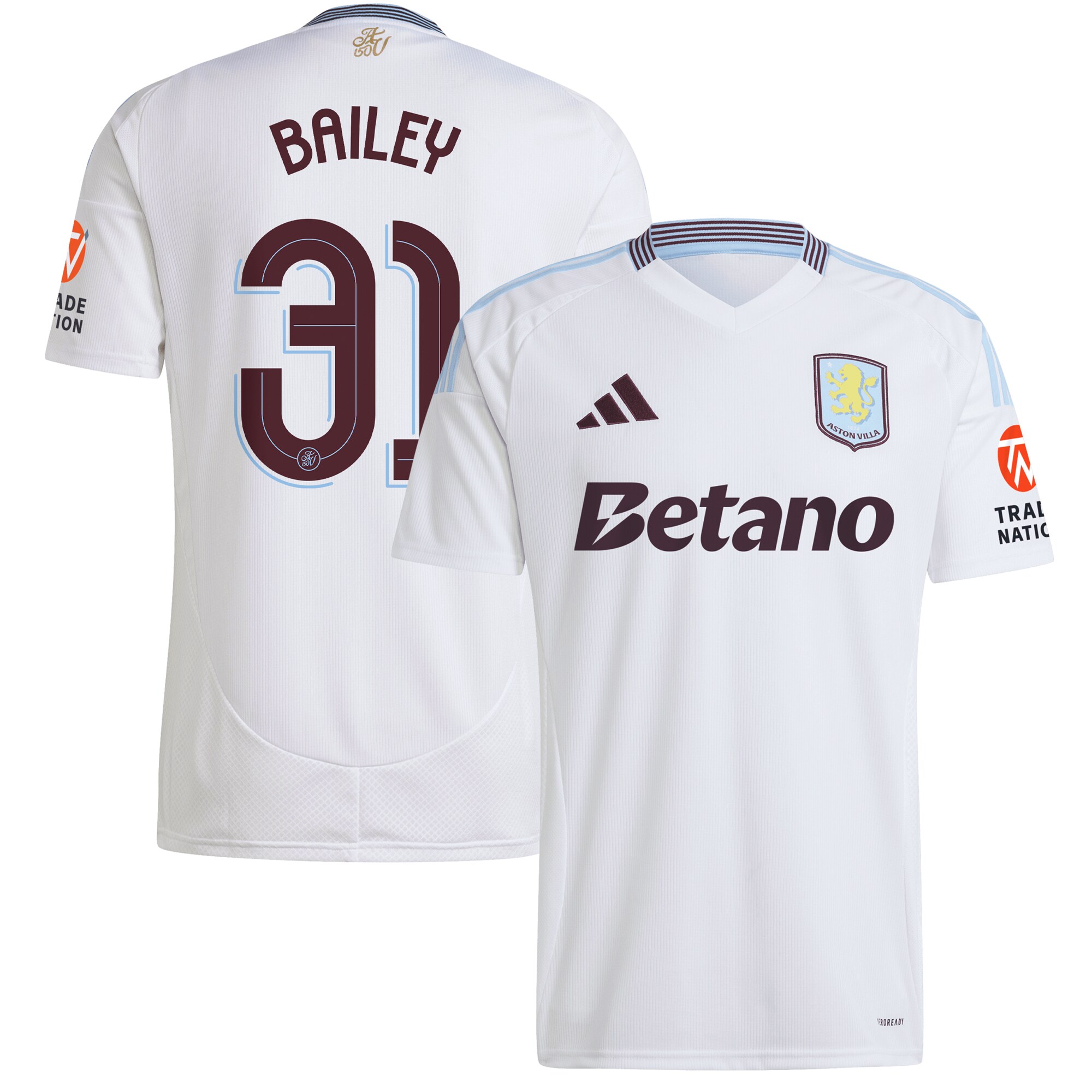 aston villa adidas away shirt 2024-25 with bailey 31 cup printing Collection - Official Aston Villa Kits