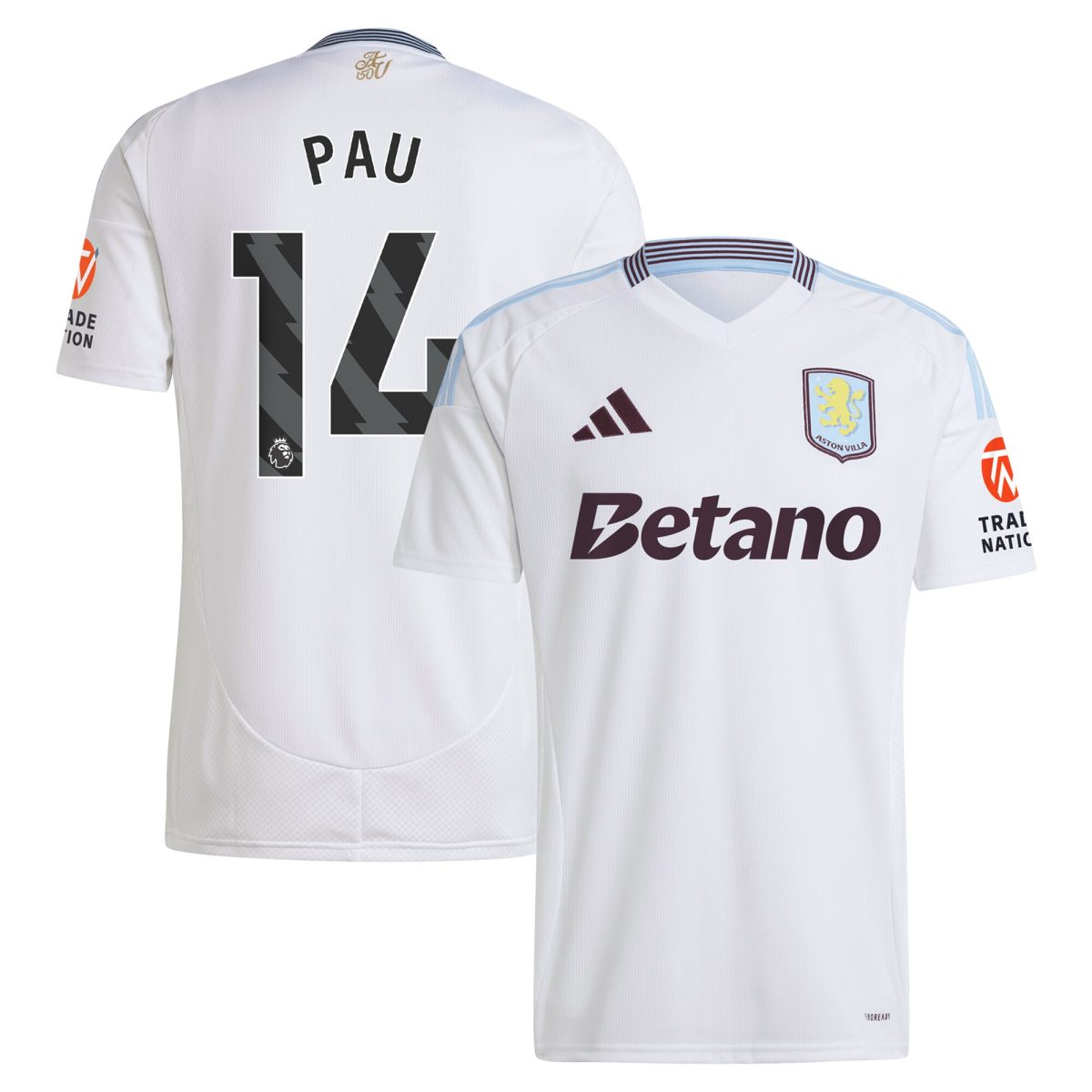 aston villa adidas away shirt 2024-25 with pau 14 printing Collection - Official Aston Villa Kits