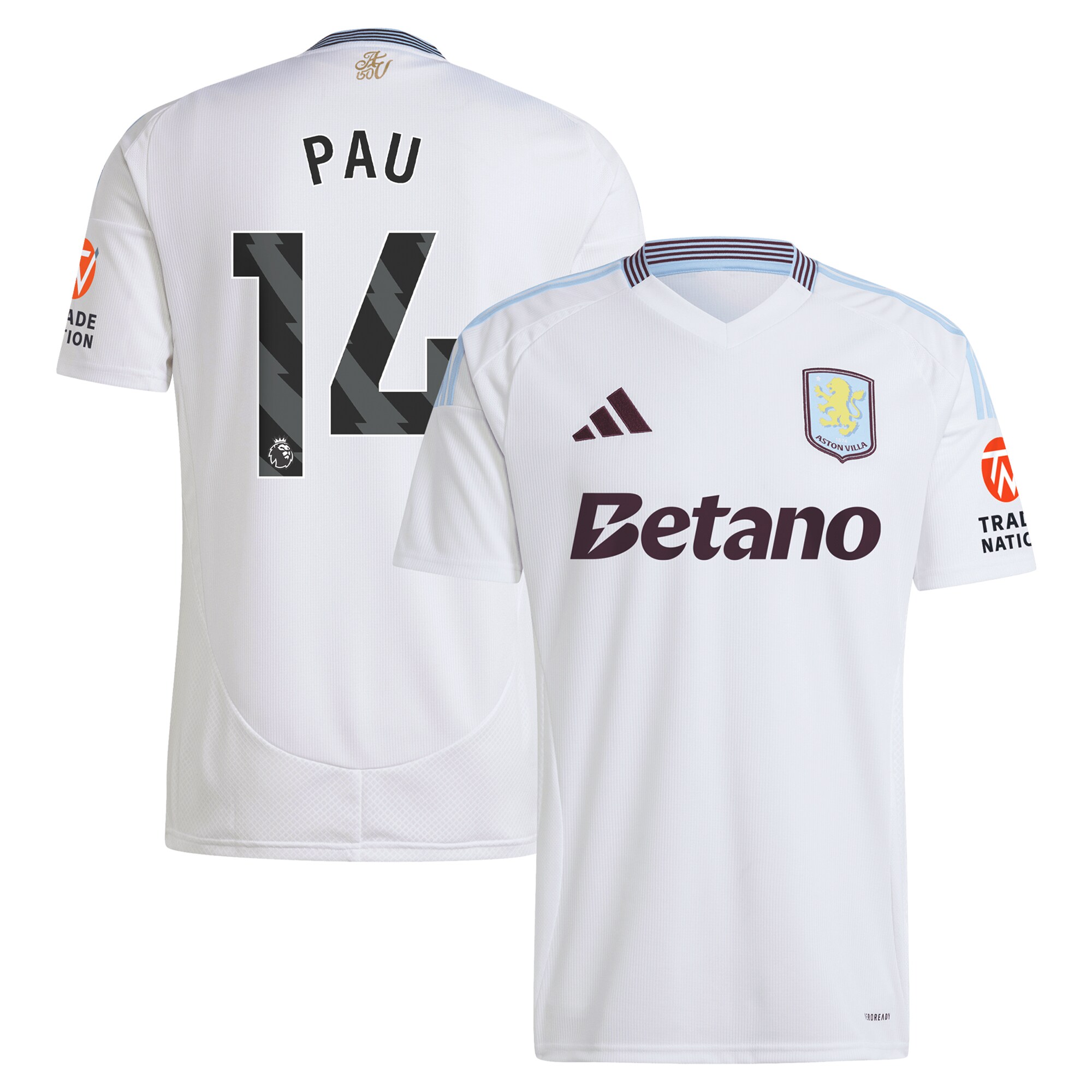 aston villa adidas away shirt 2024-25 with pau 14 printing Collection - Official Aston Villa Kits