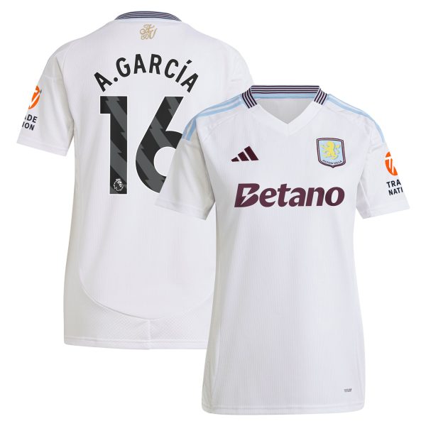 aston villa adidas away shirt 2024-25 – womens with a.garcía 16 printing Collection - Official Aston Villa Kits