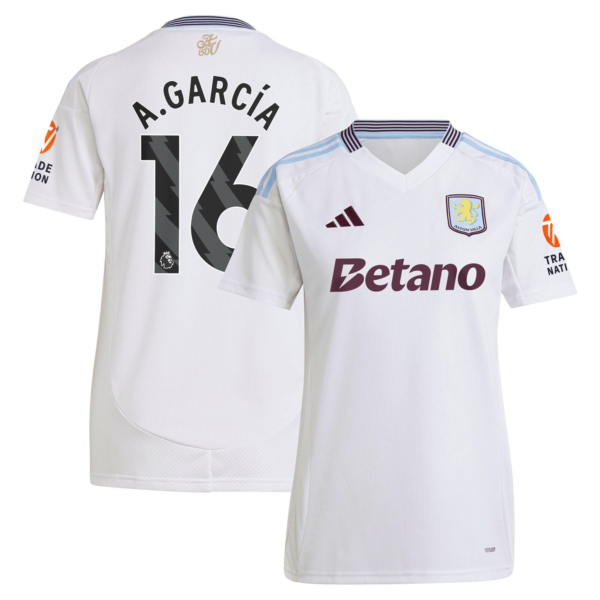 aston villa adidas away shirt 2024-25 – womens with a.garcía 16 printing Collection - Official Aston Villa Kits