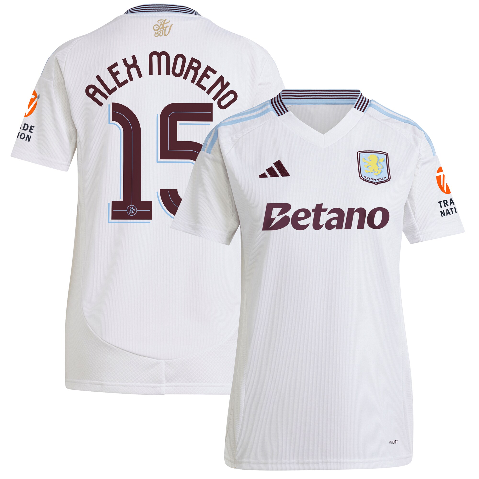 aston villa adidas away shirt 2024-25 – womens with alex moreno 15 cup printing Collection - Official Aston Villa Kits