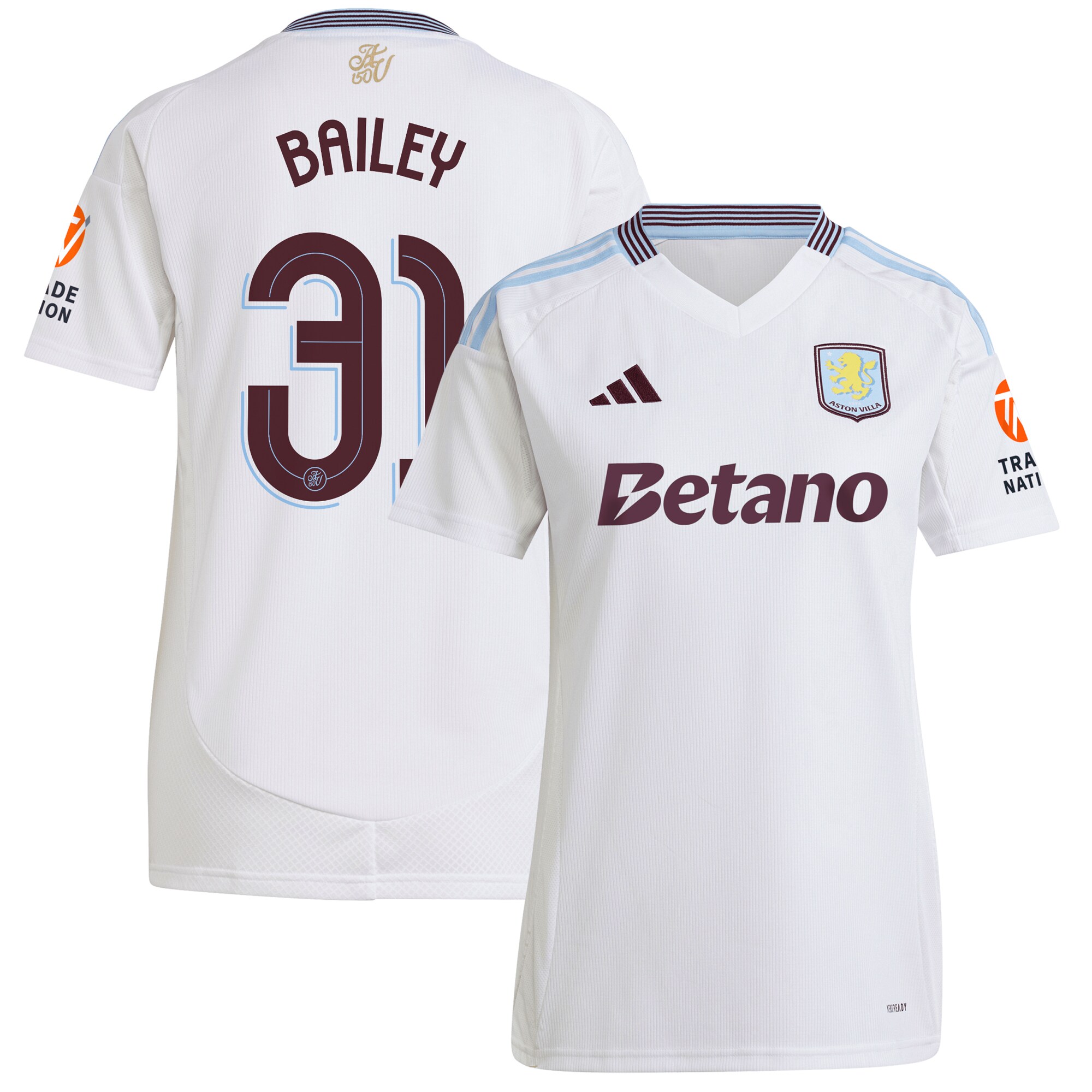 aston villa adidas away shirt 2024-25 – womens with bailey 31 cup printing Collection - Official Aston Villa Kits