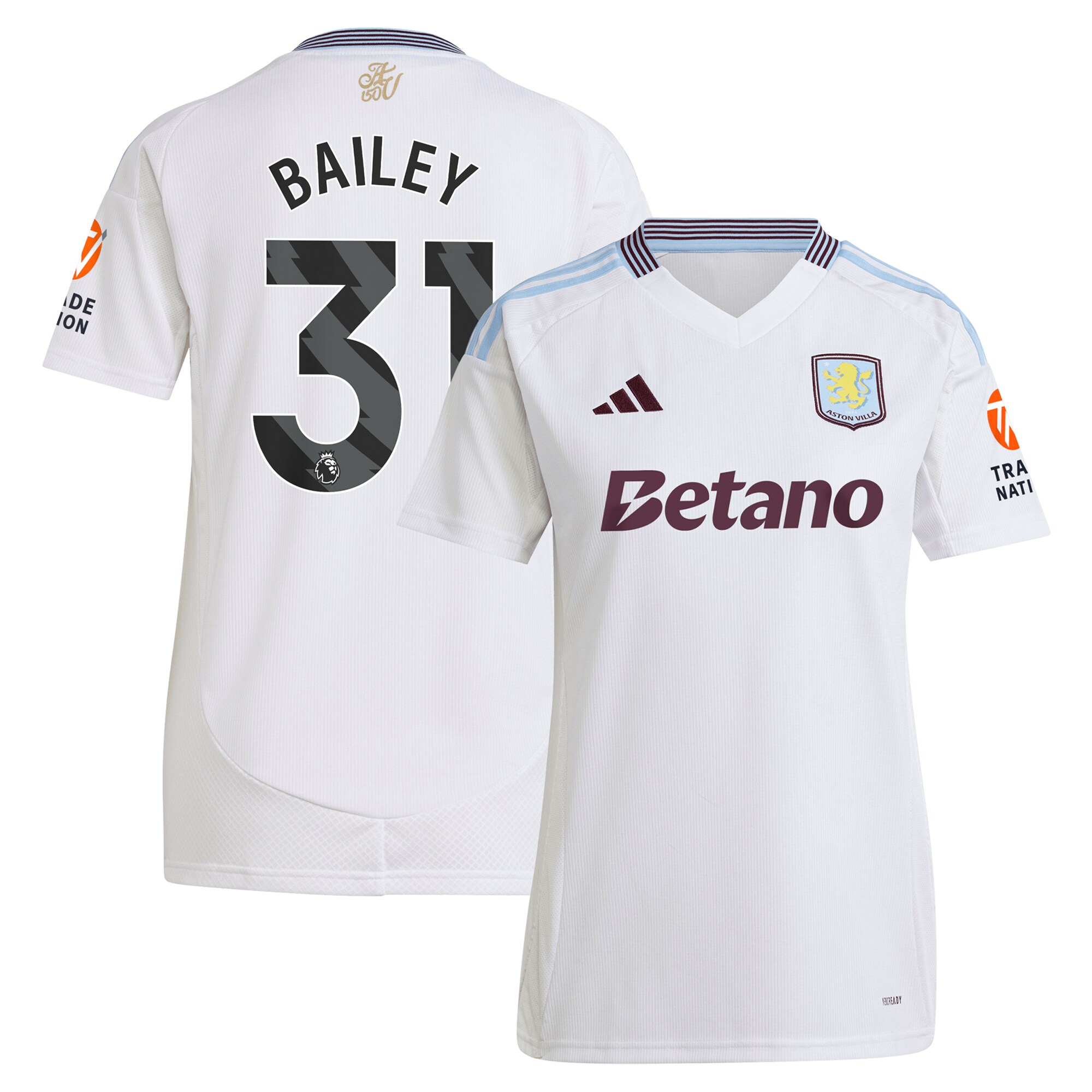 aston villa adidas away shirt 2024-25 – womens with bailey 31 printing Collection - Official Aston Villa Kits