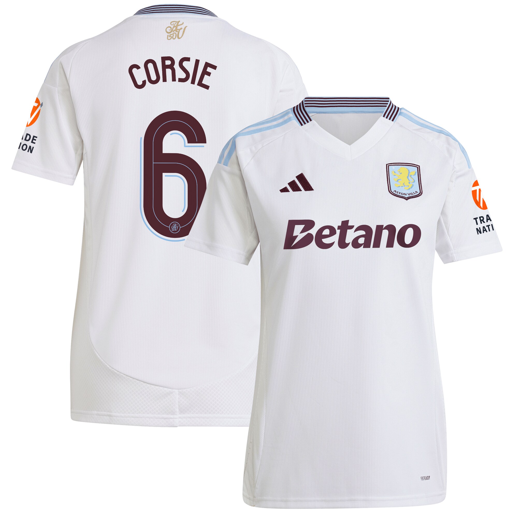 aston villa adidas away shirt 2024-25 – womens with corsie 6 cup printing Collection - Official Aston Villa Kits
