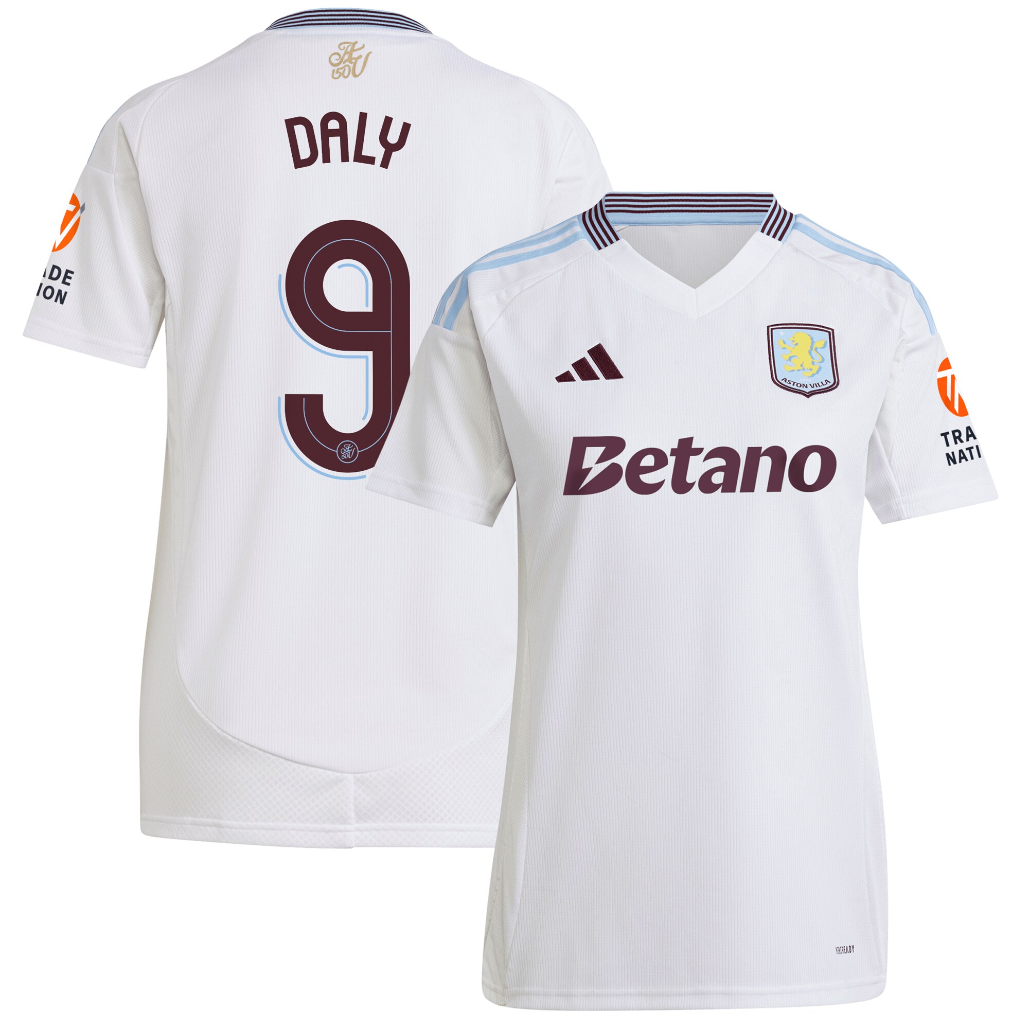 aston villa adidas away shirt 2024-25 – womens with daly 9 cup printing Collection - Official Aston Villa Kits
