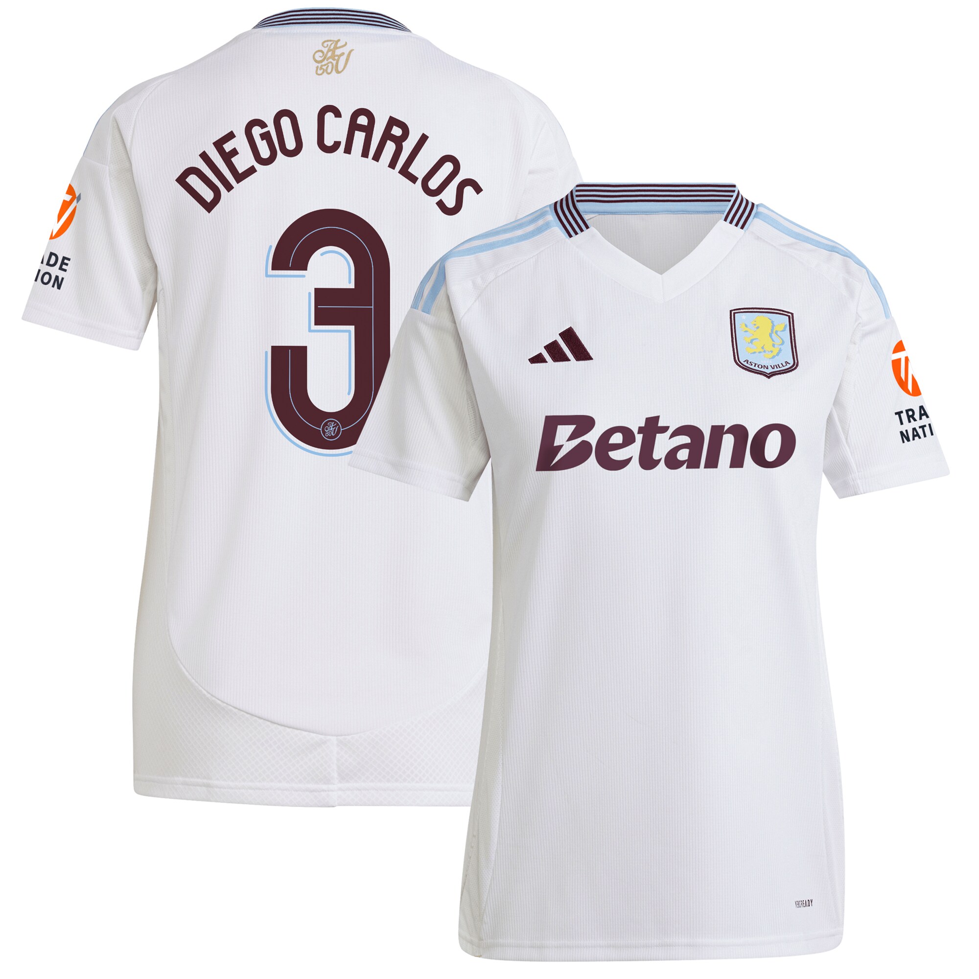 aston villa adidas away shirt 2024-25 – womens with diego carlos 3 cup printing Collection - Official Aston Villa Kits