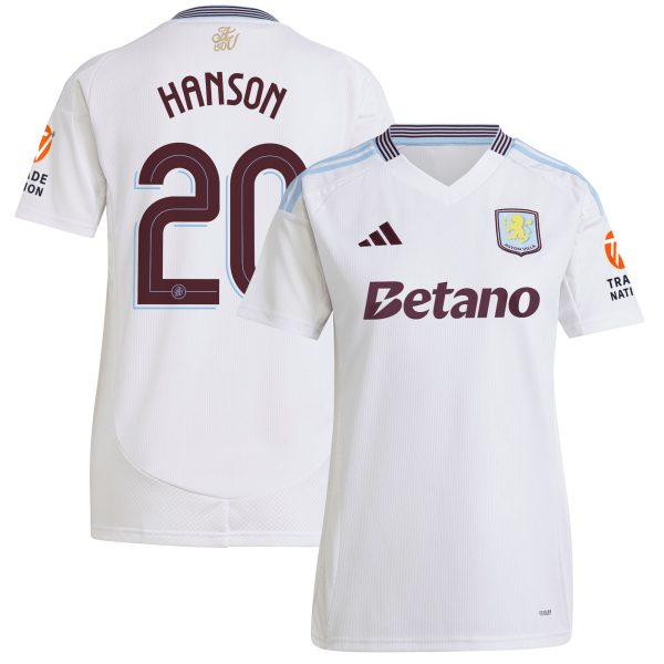 aston villa adidas away shirt 2024-25 – womens with hanson 20 cup printing Collection - Official Aston Villa Kits