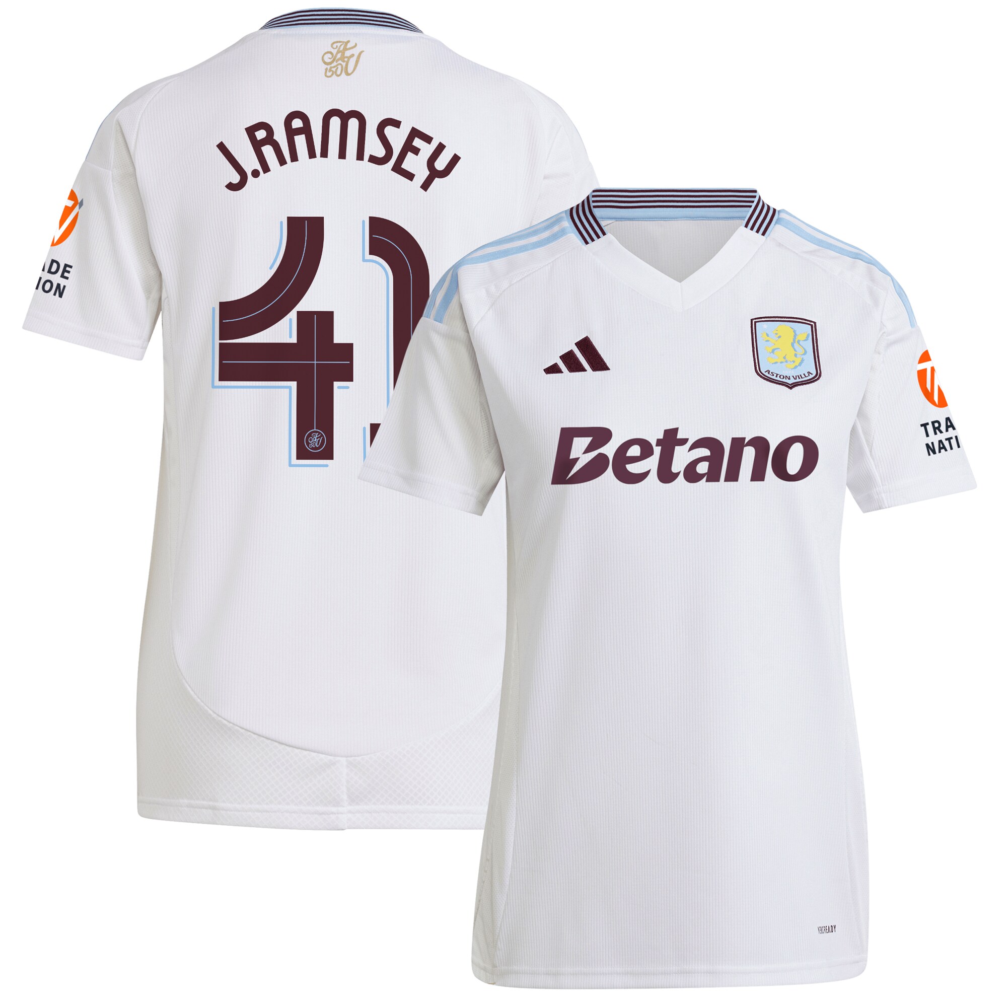 aston villa adidas away shirt 2024-25 – womens with j. ramsey 41 cup printing Collection - Official Aston Villa Kits