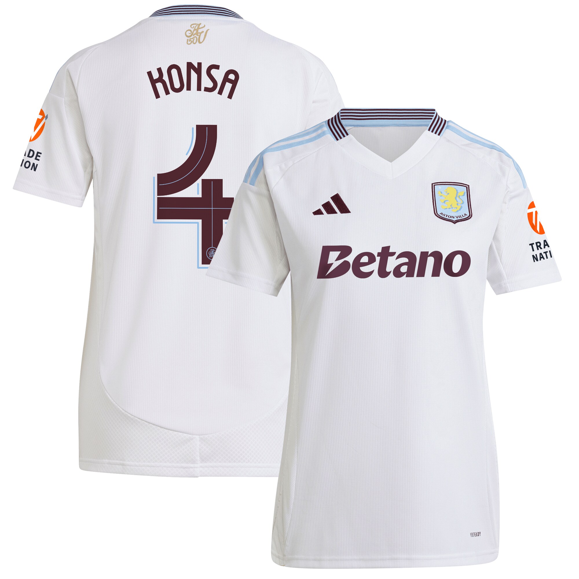aston villa adidas away shirt 2024-25 – womens with konsa 4 cup printing Collection - Official Aston Villa Kits