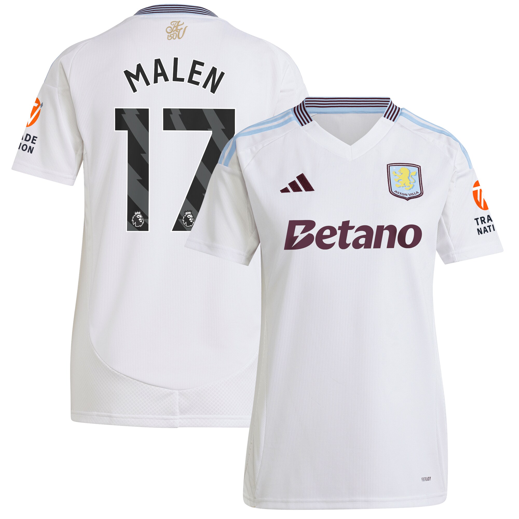 aston villa adidas away shirt 2024-25 – womens with malen 17 printing Collection - Official Aston Villa Kits
