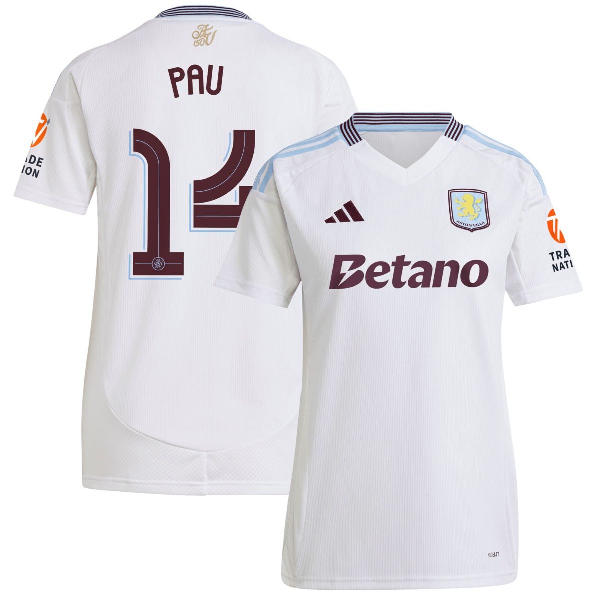 aston villa adidas away shirt 2024-25 – womens with pau 14 cup printing Collection - Official Aston Villa Kits