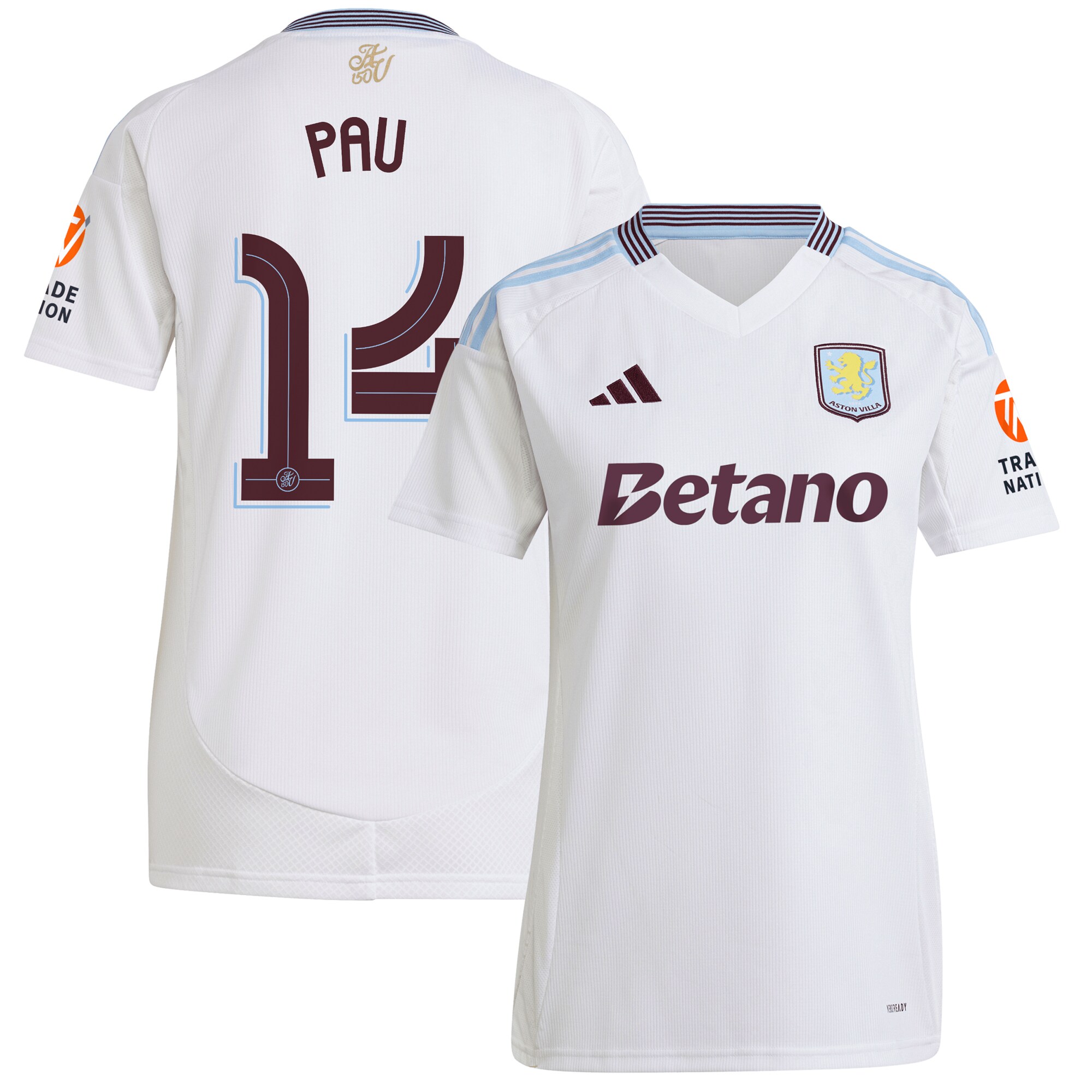 aston villa adidas away shirt 2024-25 – womens with pau 14 cup printing Collection - Official Aston Villa Kits
