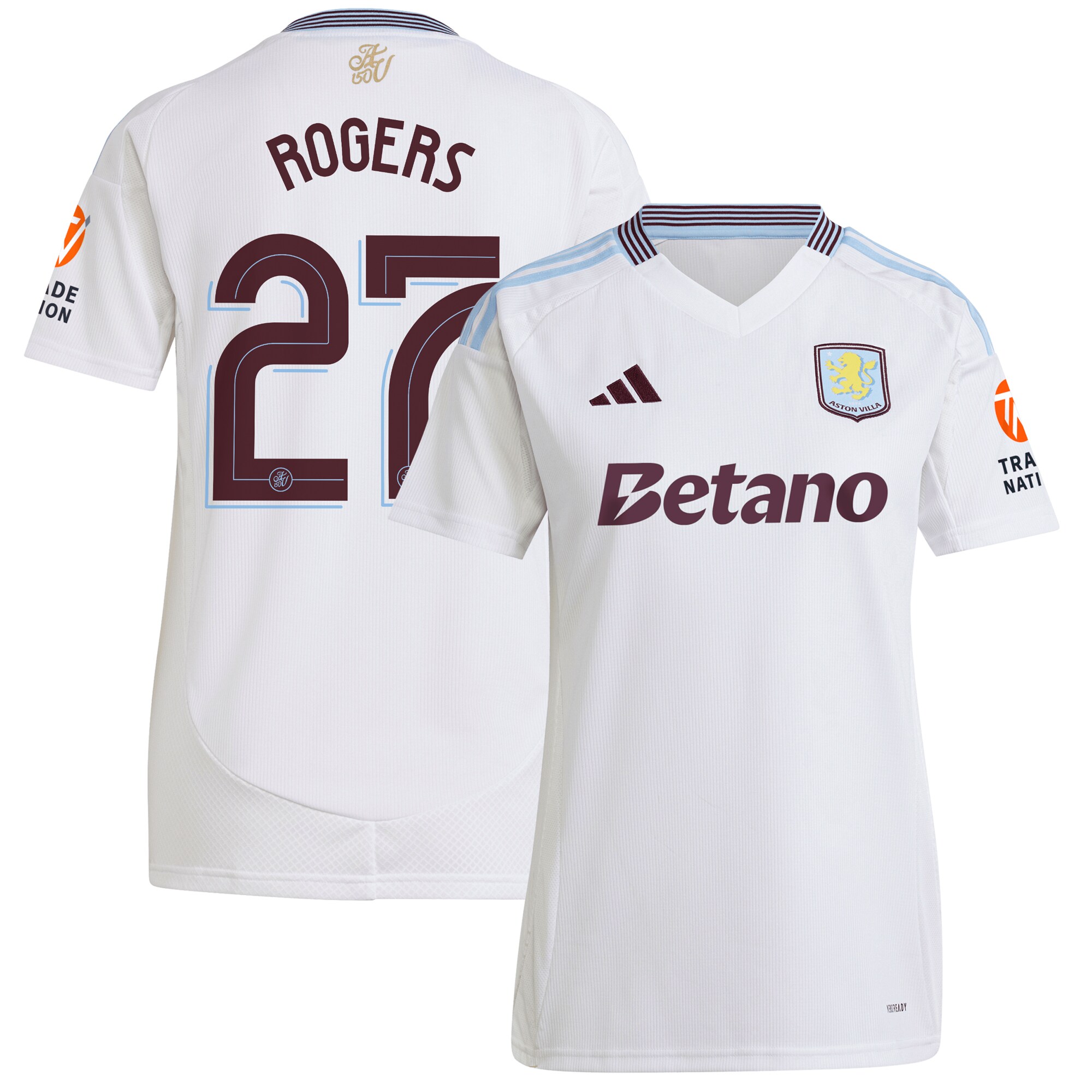 aston villa adidas away shirt 2024-25 – womens with rogers 27 cup printing Collection - Official Aston Villa Kits
