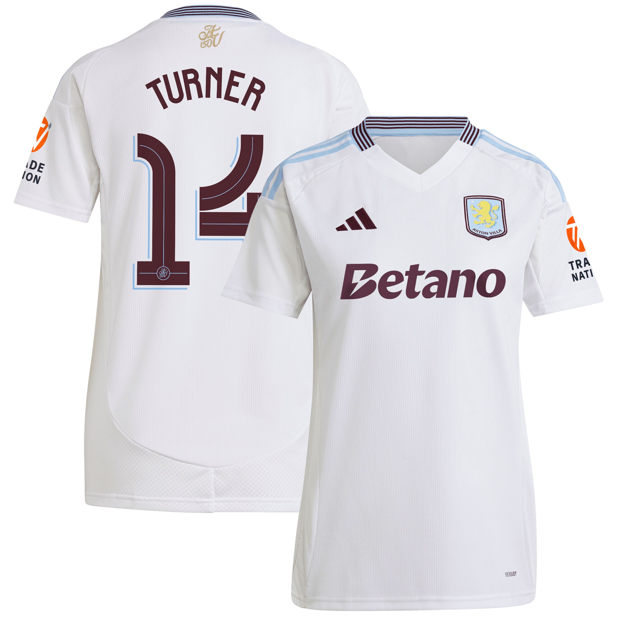 aston villa adidas away shirt 2024-25 – womens with turner 14 cup printing Collection - Official Aston Villa Kits