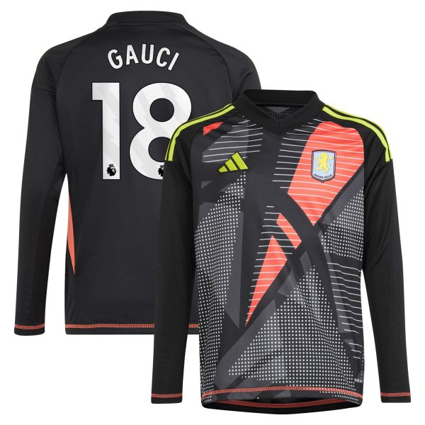 aston villa adidas goalkeeper shirt 2024-25 – long sleeve – kids with gauci 18 printing – 202029323 Collection - Official Aston Villa Kits