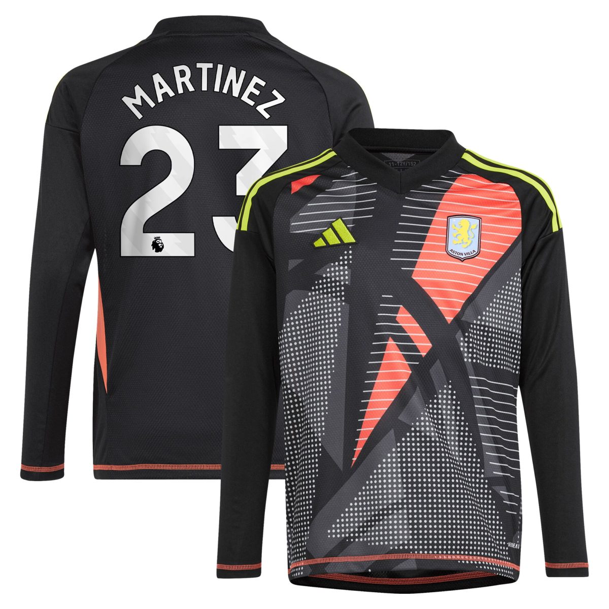 aston villa adidas goalkeeper shirt 2024-25 – long sleeve – kids with martinez 23 printing – 202029325 Collection - Official Aston Villa Kits