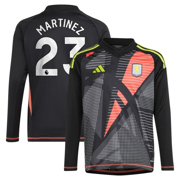 aston villa adidas goalkeeper shirt 2024-25 – long sleeve – kids with martinez 23 printing – 202029325 Collection - Official Aston Villa Kits