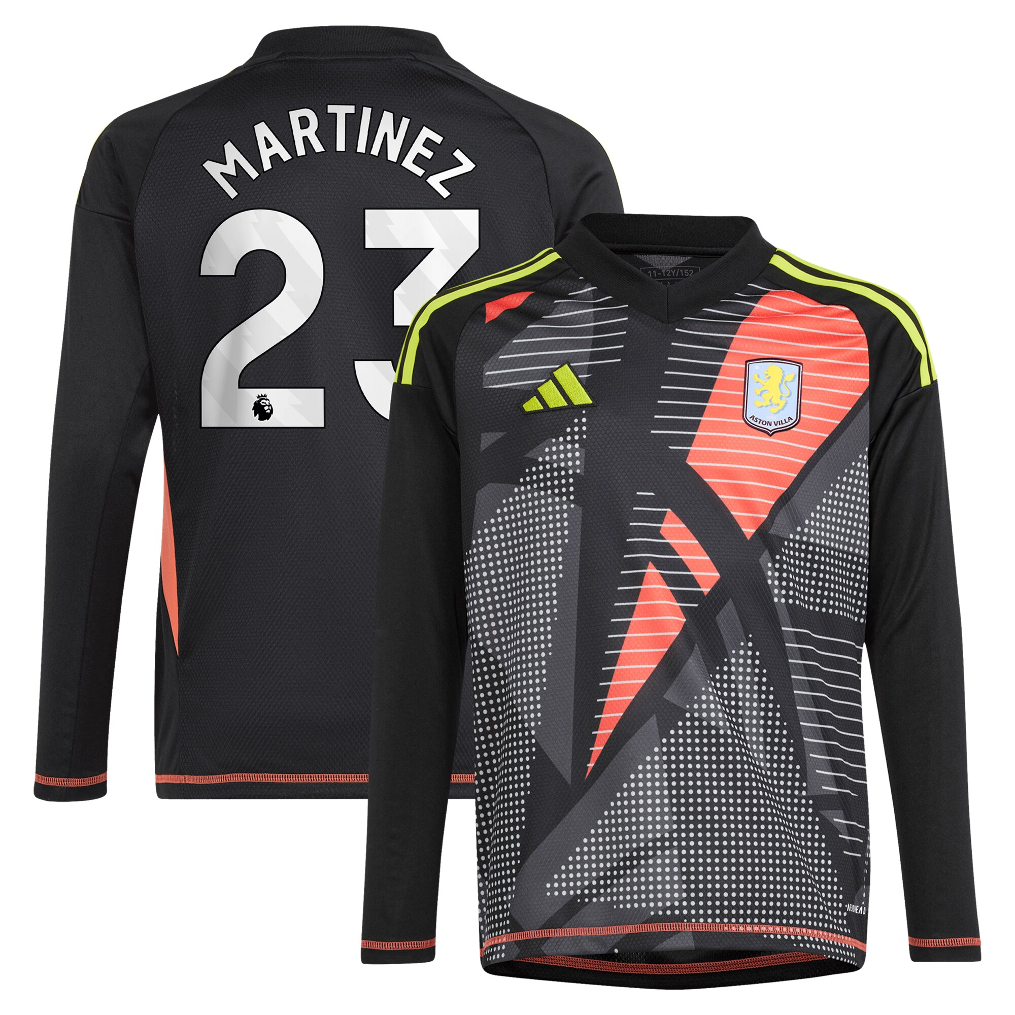 aston villa adidas goalkeeper shirt 2024-25 – long sleeve – kids with martinez 23 printing – 202029325 Collection - Official Aston Villa Kits