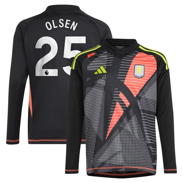 aston villa adidas goalkeeper shirt 2024-25 – long sleeve – kids with olsen 25 printing – 202029322 Collection - Official Aston Villa Kits