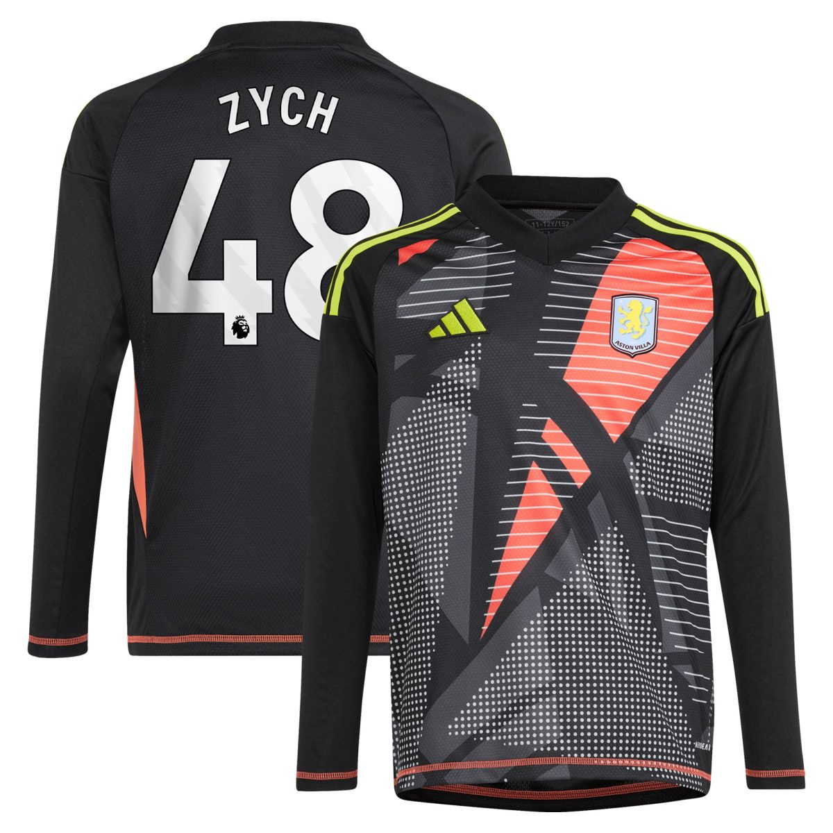 aston villa adidas goalkeeper shirt 2024-25 – long sleeve – kids with zych 48 printing – 202153091 Collection - Official Aston Villa Kits
