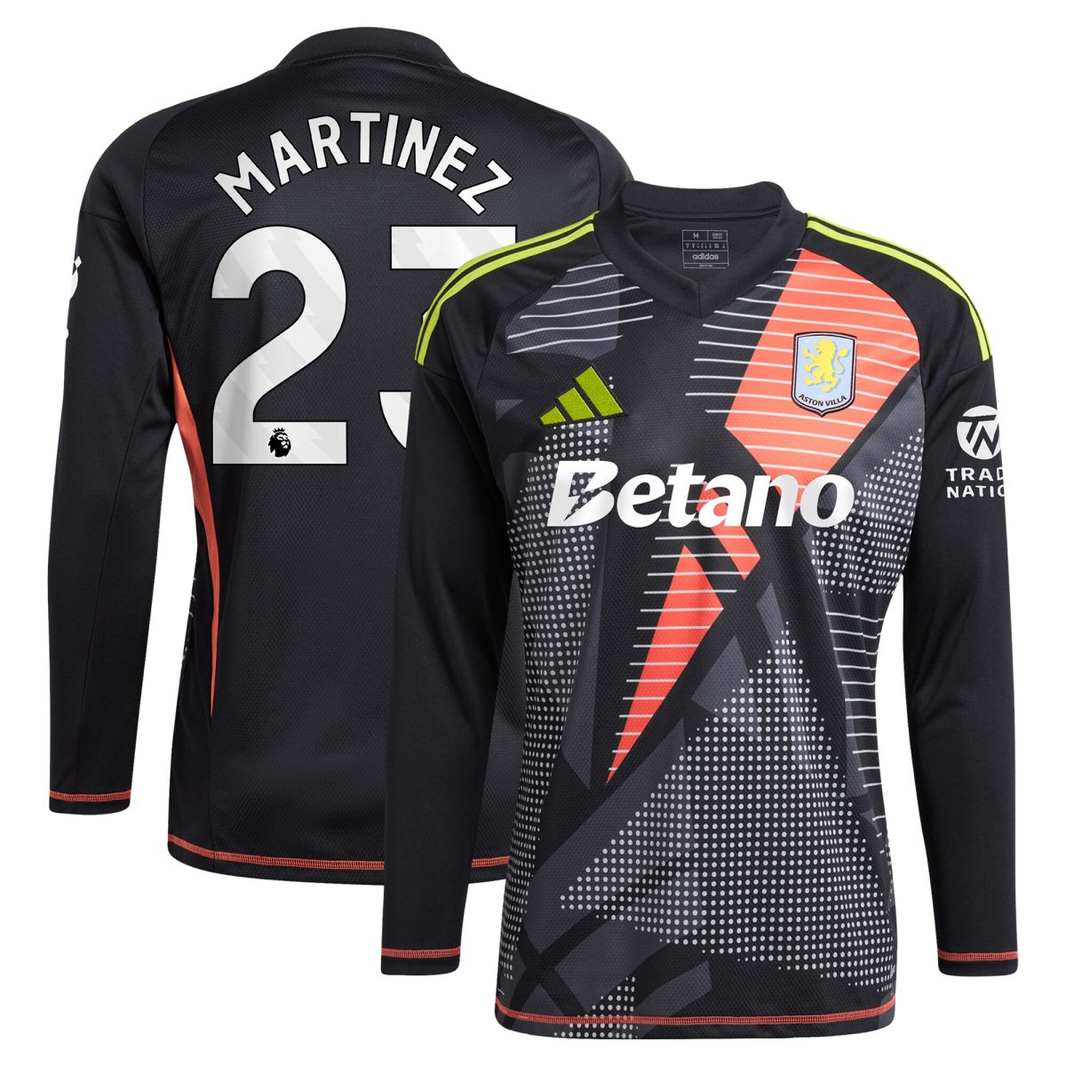 aston villa adidas goalkeeper shirt 2024-25 – long sleeve with martinez 23 printing – 202028938 Collection - Official Aston Villa Kits