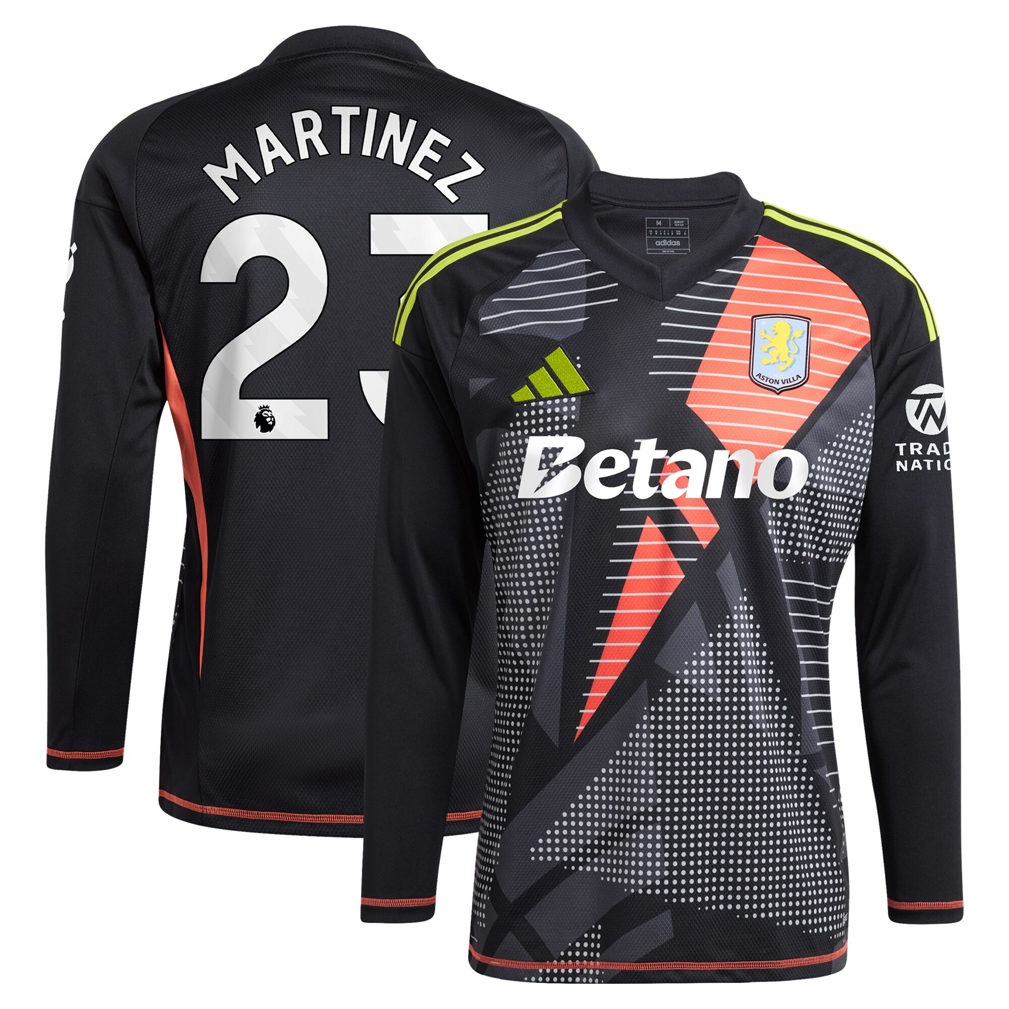 aston villa adidas goalkeeper shirt 2024-25 – long sleeve with martinez 23 printing – 202028938 Collection - Official Aston Villa Kits