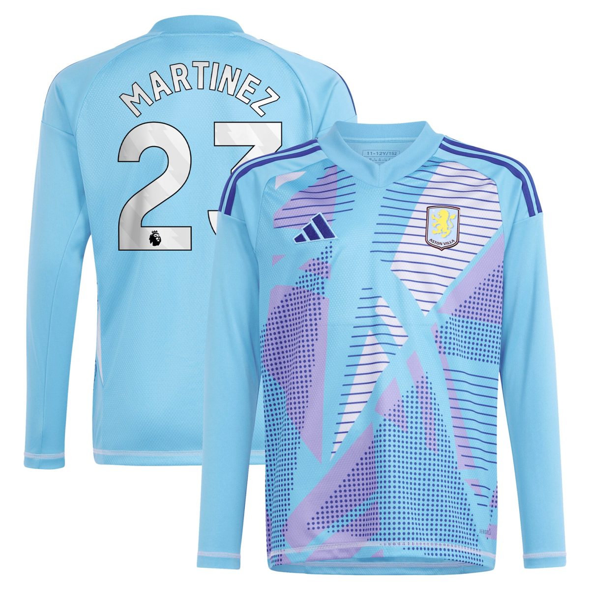 aston villa adidas goalkeeper shirt 2024-25 – long sleeve with martinez 23 printing – 202030980 Collection - Official Aston Villa Kits