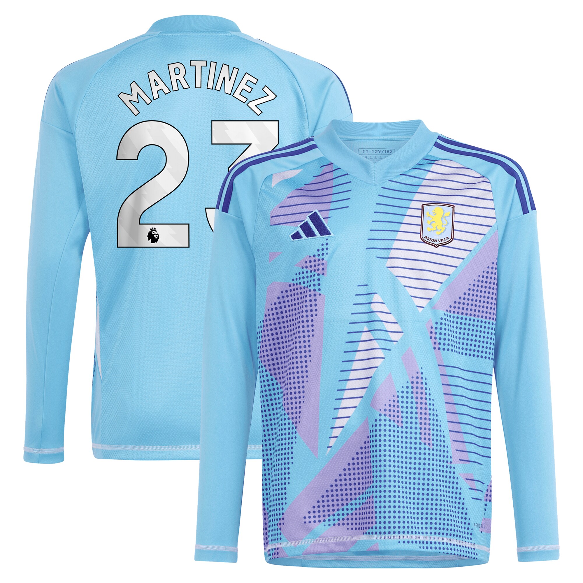 aston villa adidas goalkeeper shirt 2024-25 – long sleeve with martinez 23 printing – 202030980 Collection - Official Aston Villa Kits