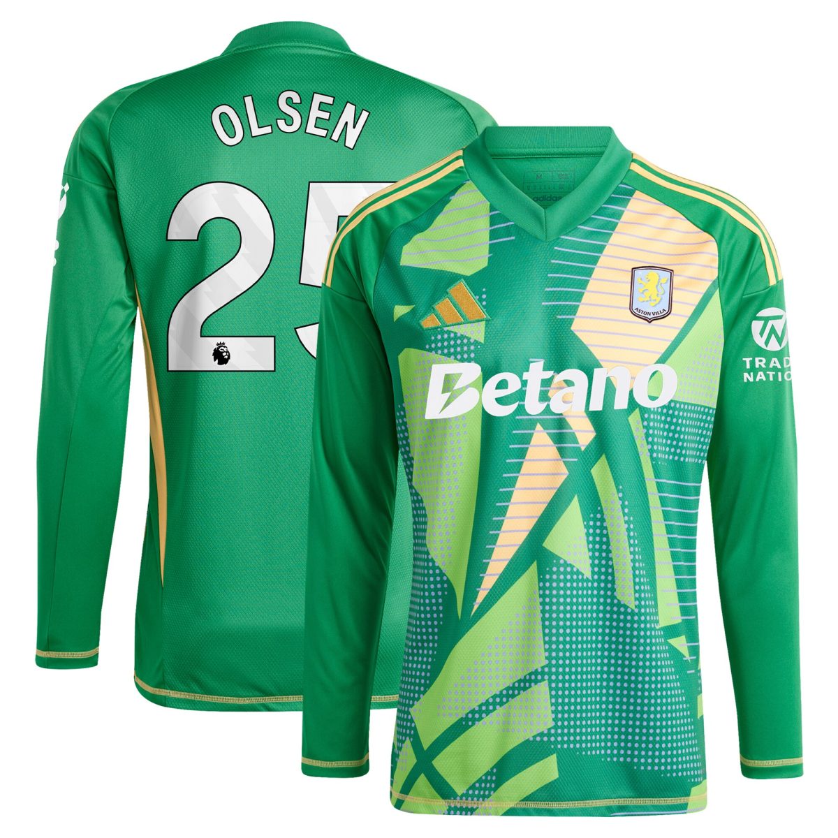 aston villa adidas goalkeeper shirt 2024-25 – long sleeve with olsen 25 printing Collection - Official Aston Villa Kits