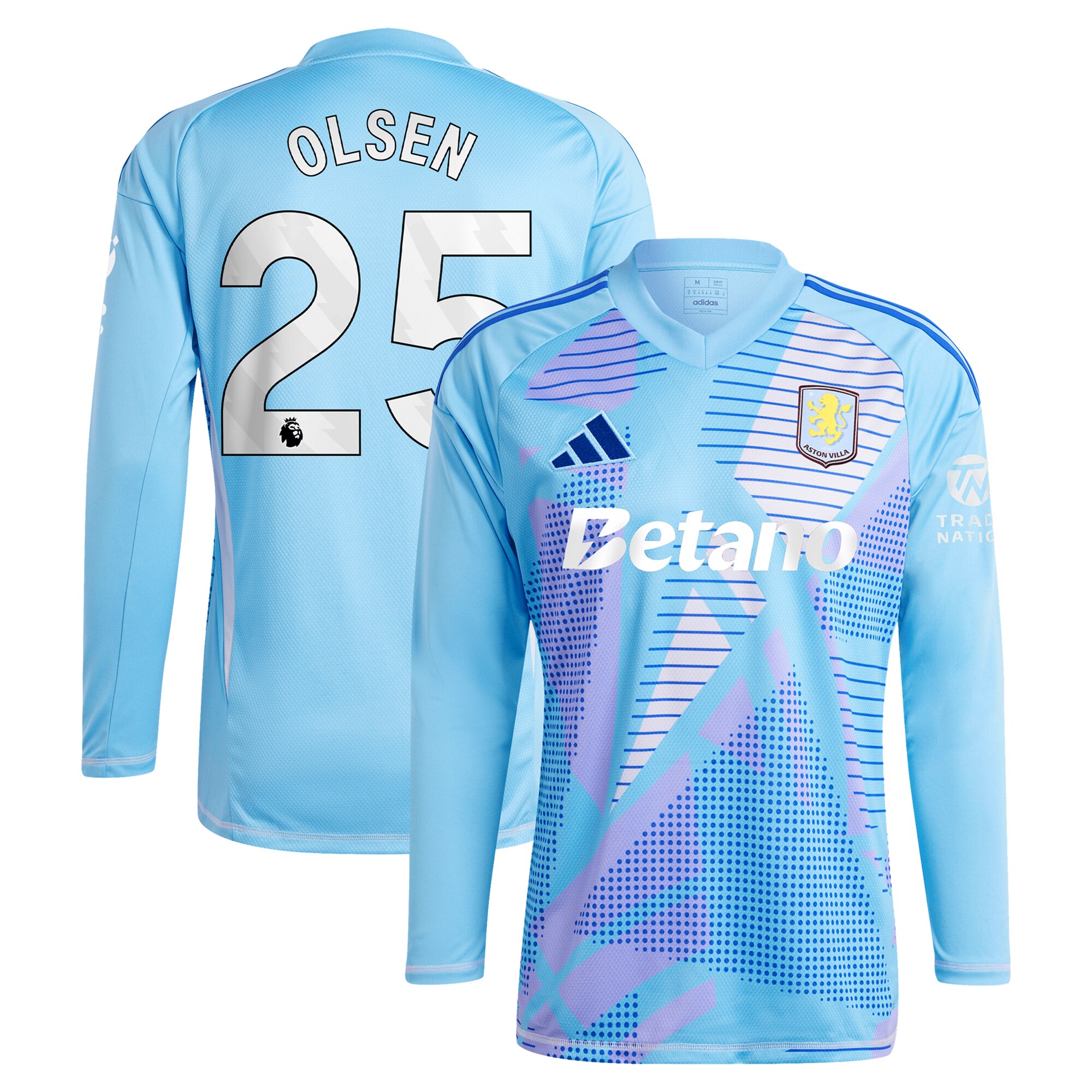 aston villa adidas goalkeeper shirt 2024-25 – long sleeve with olsen 25 printing – 202030976 Collection - Official Aston Villa Kits