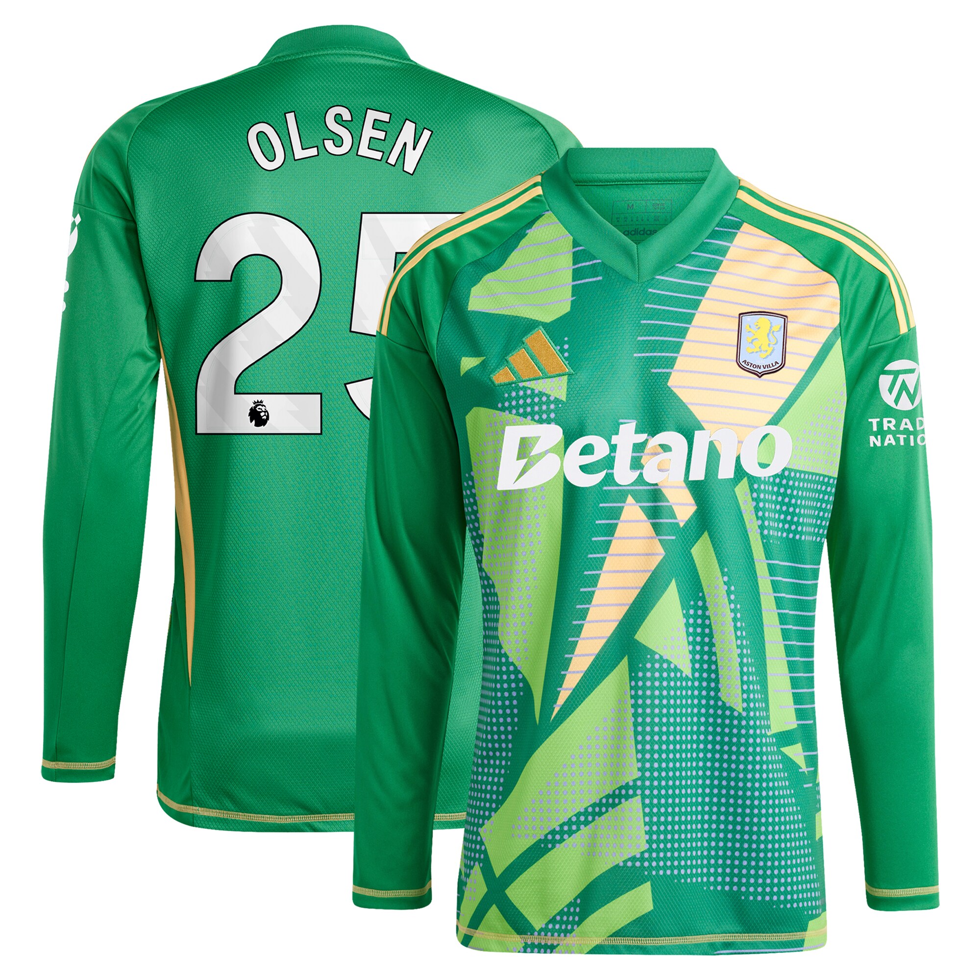 aston villa adidas goalkeeper shirt 2024-25 – long sleeve with olsen 25 printing Collection - Official Aston Villa Kits