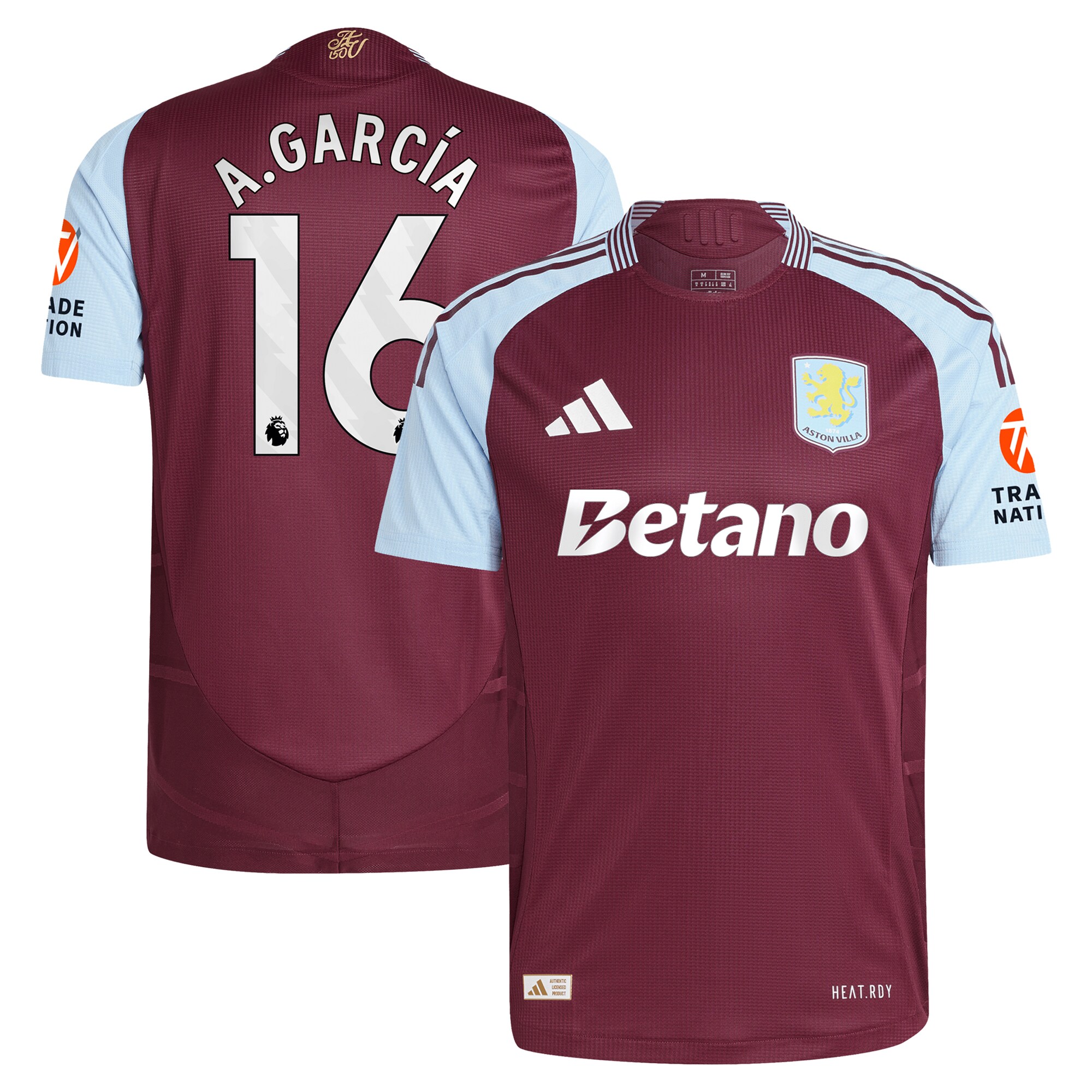 aston villa adidas home authentic shirt 2024-25 with a.garcía 16 printing Collection - Official Aston Villa Kits