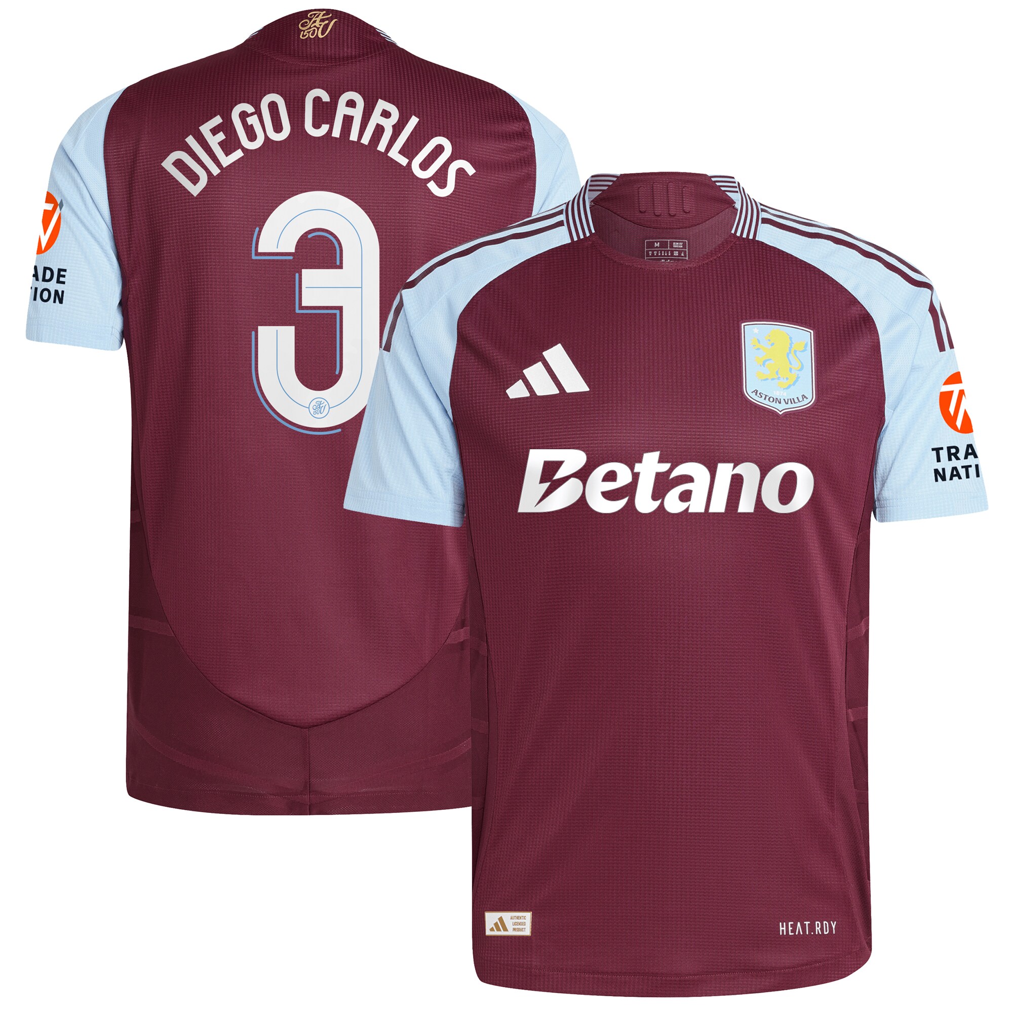 aston villa adidas home authentic shirt 2024-25 with diego carlos 3 cup printing Collection - Official Aston Villa Kits