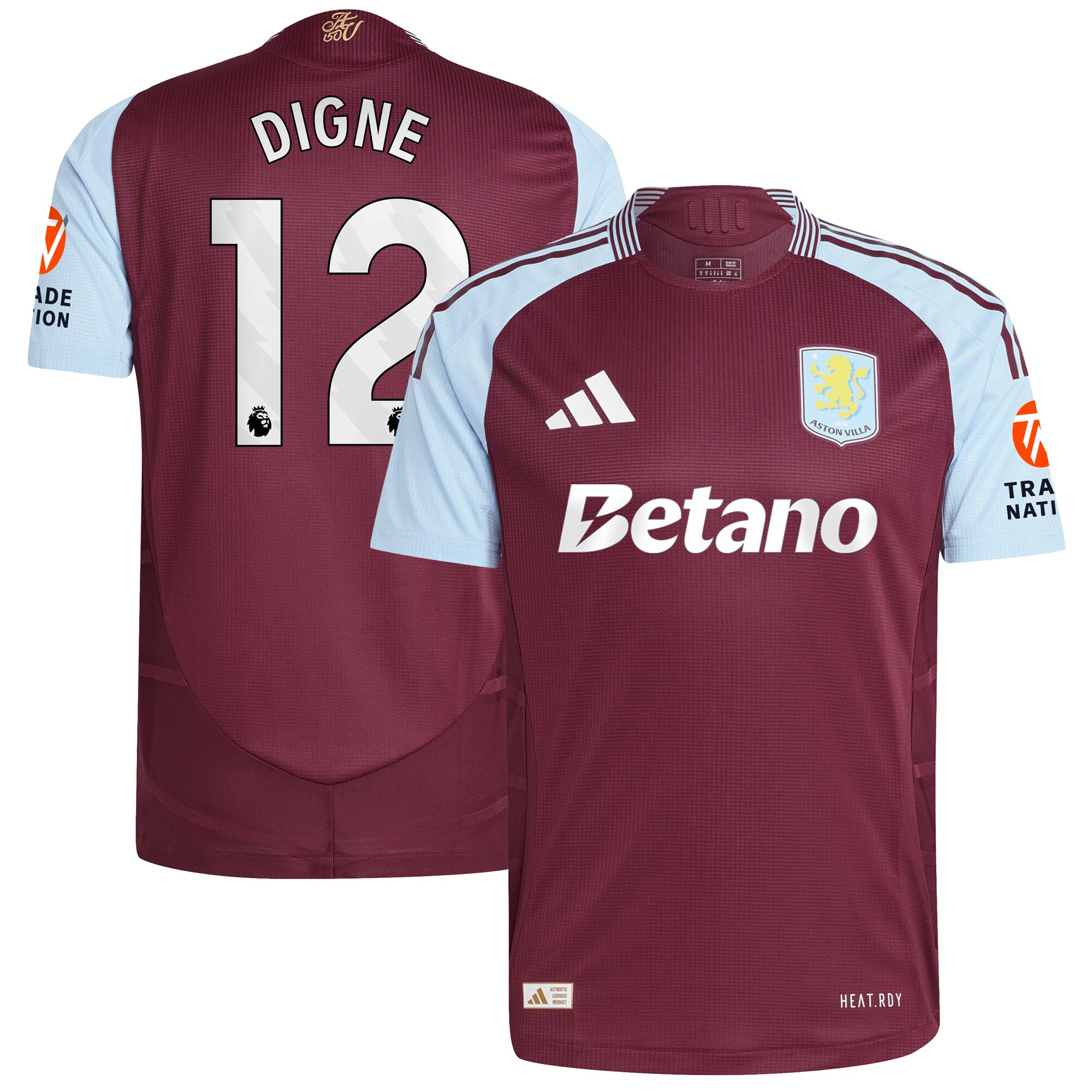 aston villa adidas home authentic shirt 2024-25 with digne 12 printing Collection - Official Aston Villa Kits