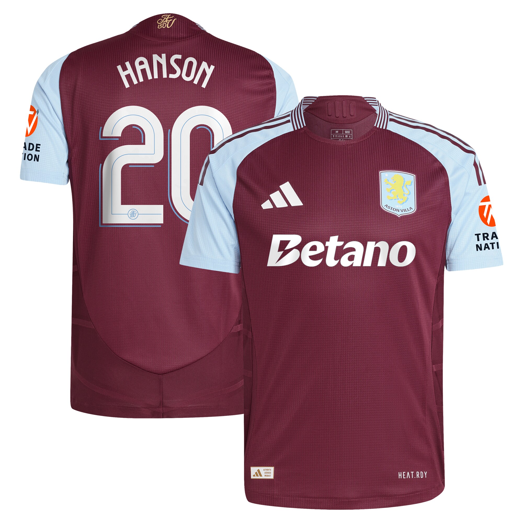 aston villa adidas home authentic shirt 2024-25 with hanson 20 cup printing Collection - Official Aston Villa Kits