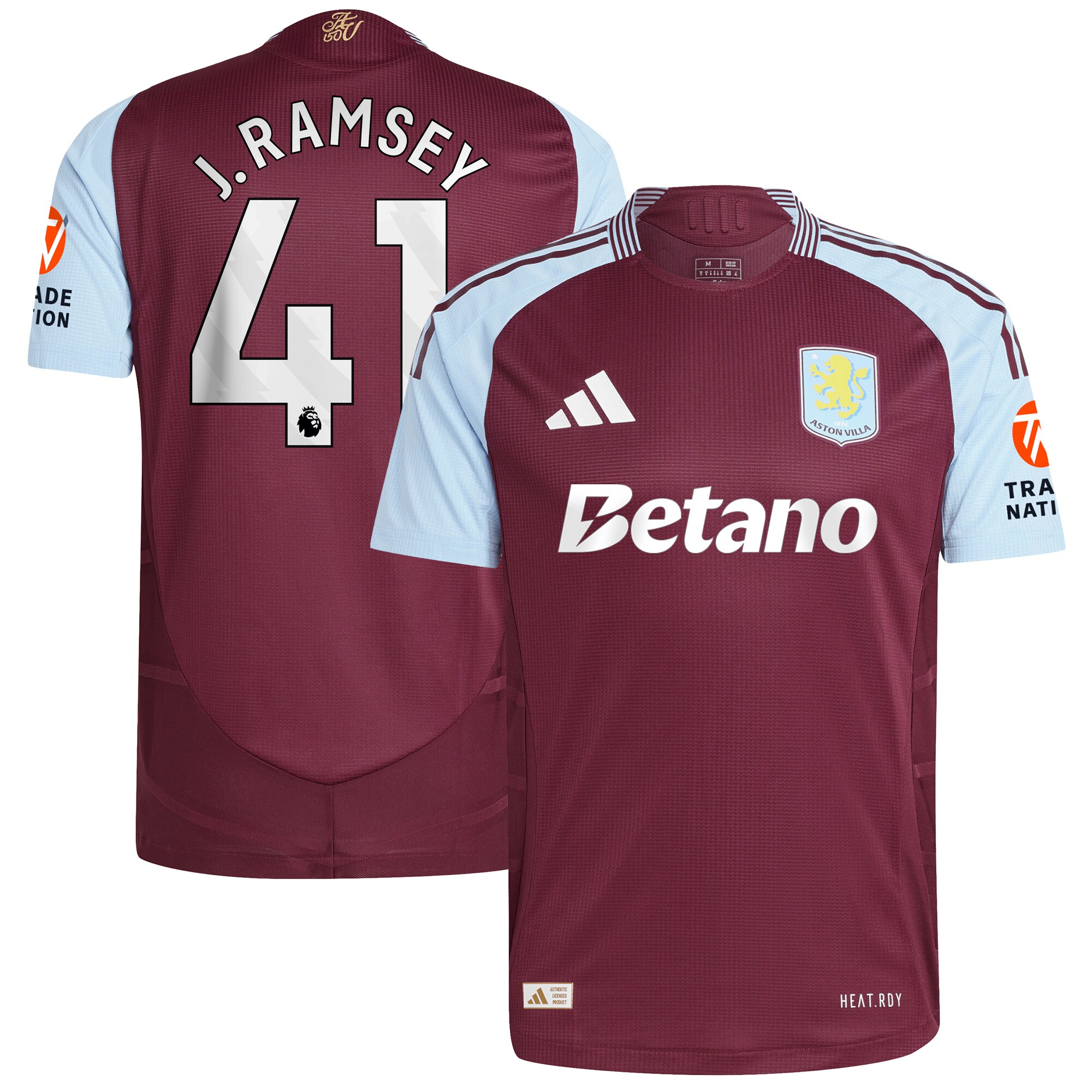 aston villa adidas home authentic shirt 2024-25 with j. ramsey 41 printing Collection - Official Aston Villa Kits
